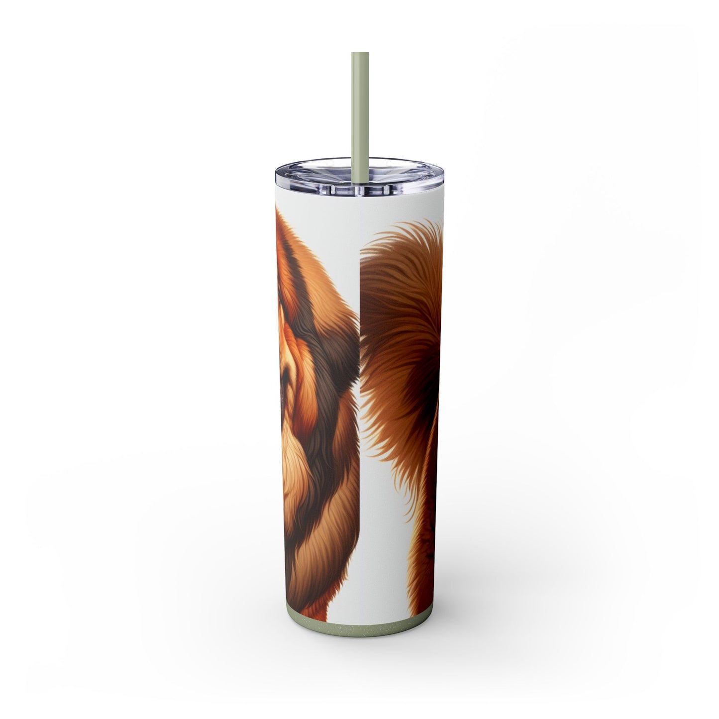 Tibetan Mastiff Skinny Tumbler with Straw, 20oz