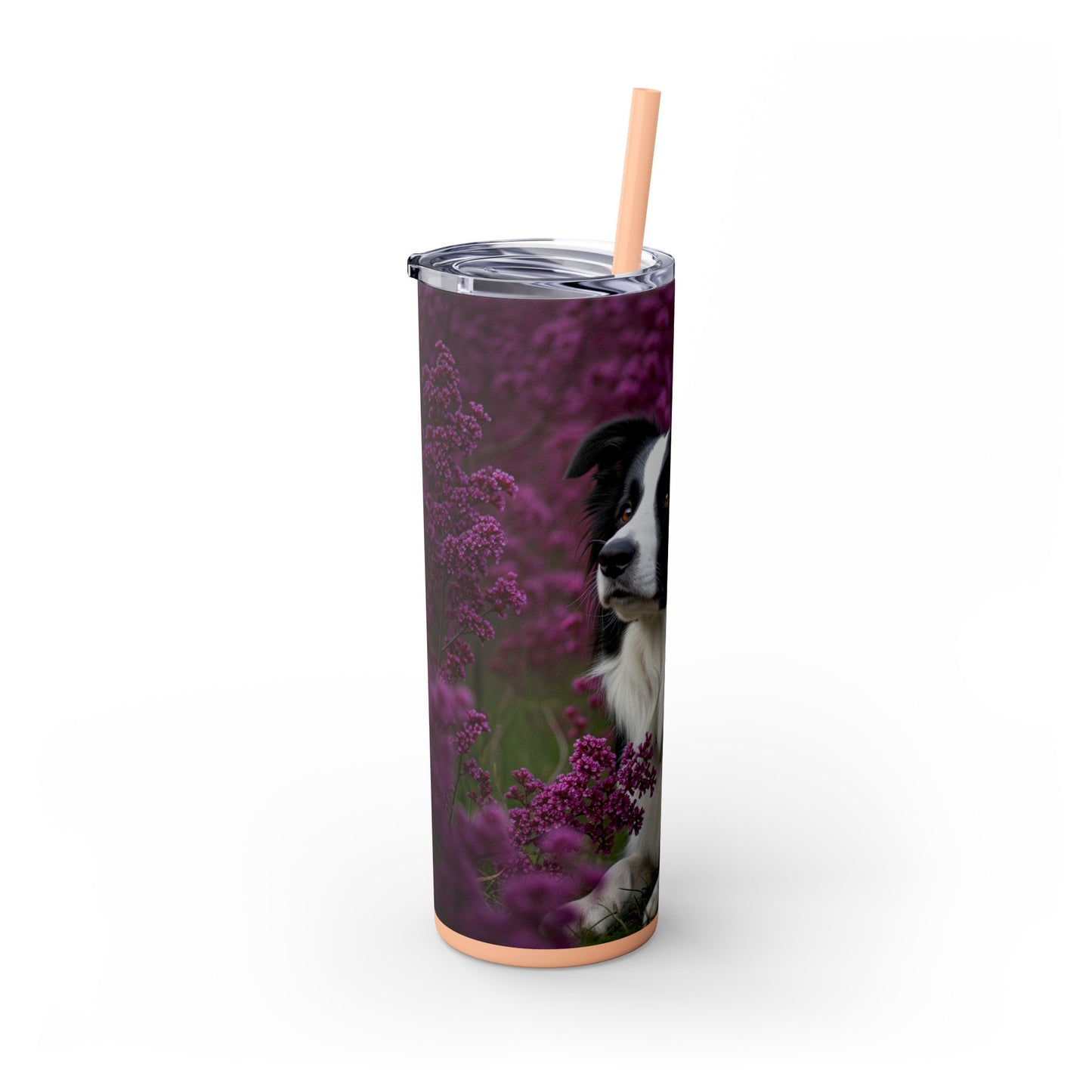 Border Collie Skinny Tumbler with Straw, 20oz
