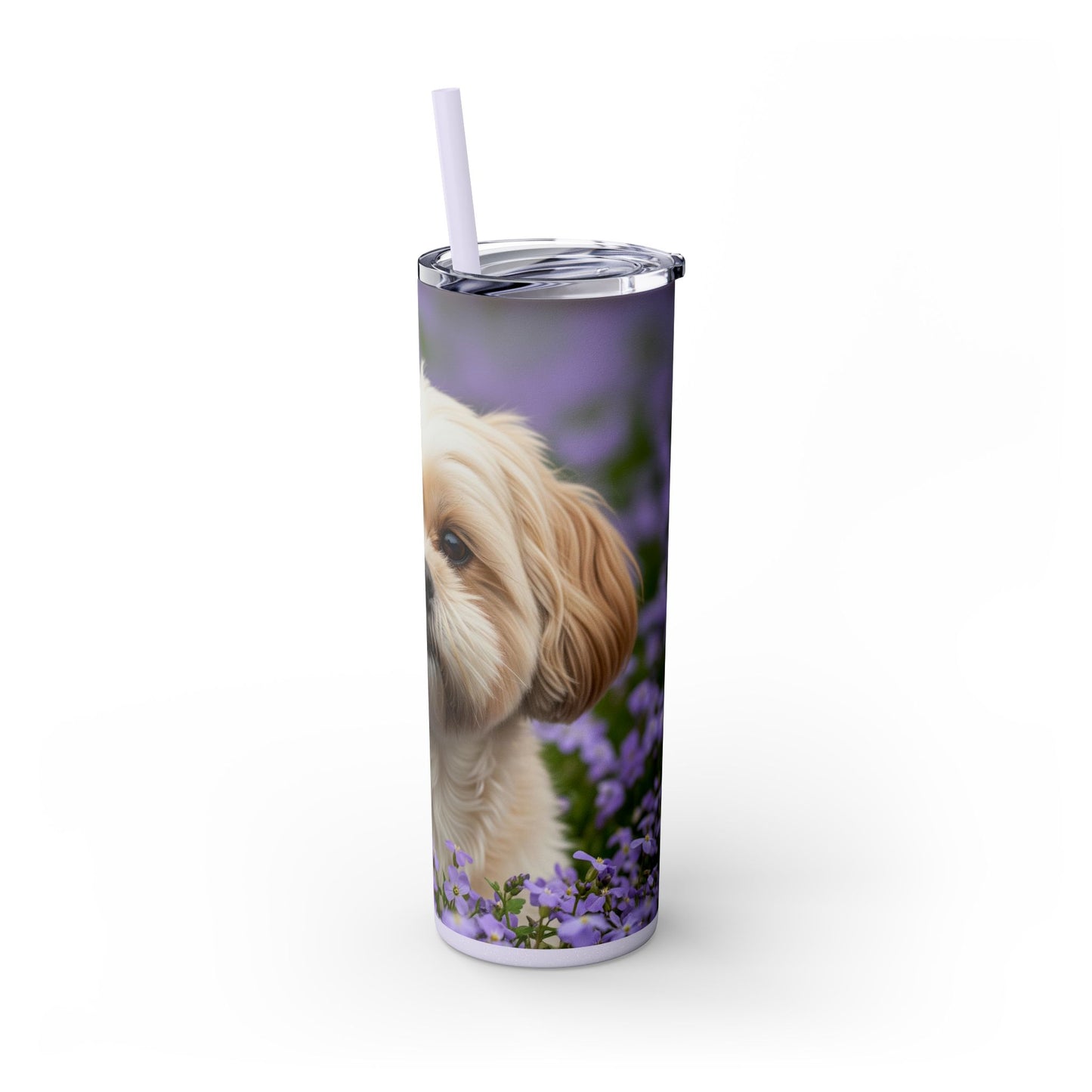 Shih-poo Skinny Tumbler with Straw, 20oz