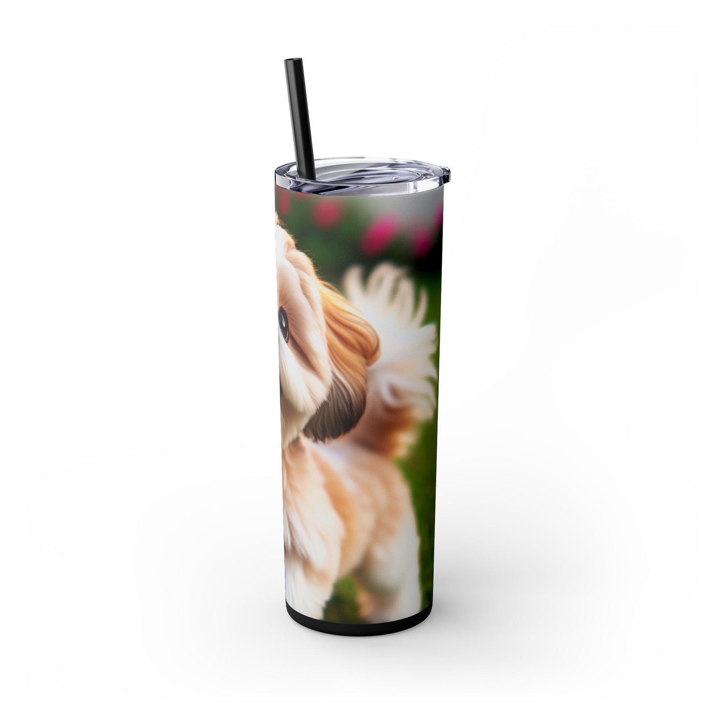 Shih-poo Skinny Tumbler with Straw, 20oz