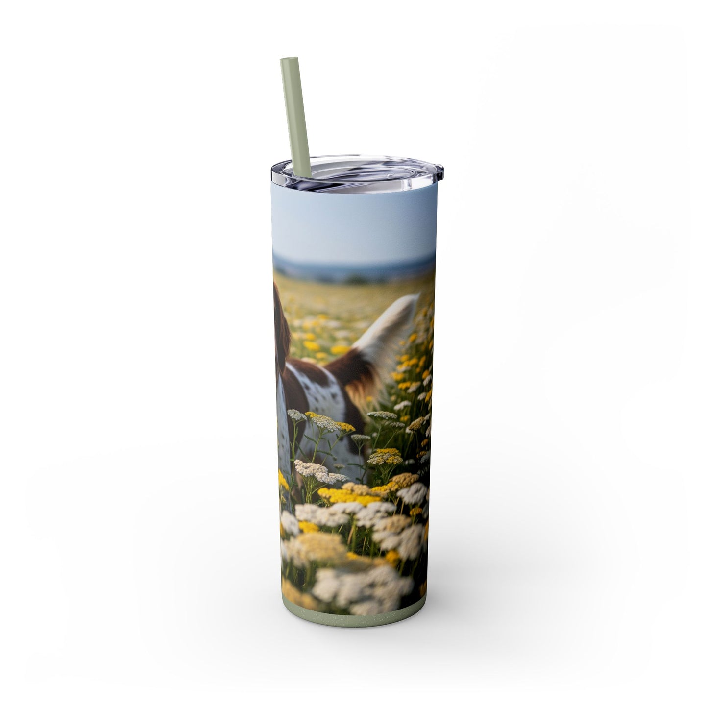 Drentsche Patrijshond Skinny Tumbler with Straw, 20oz
