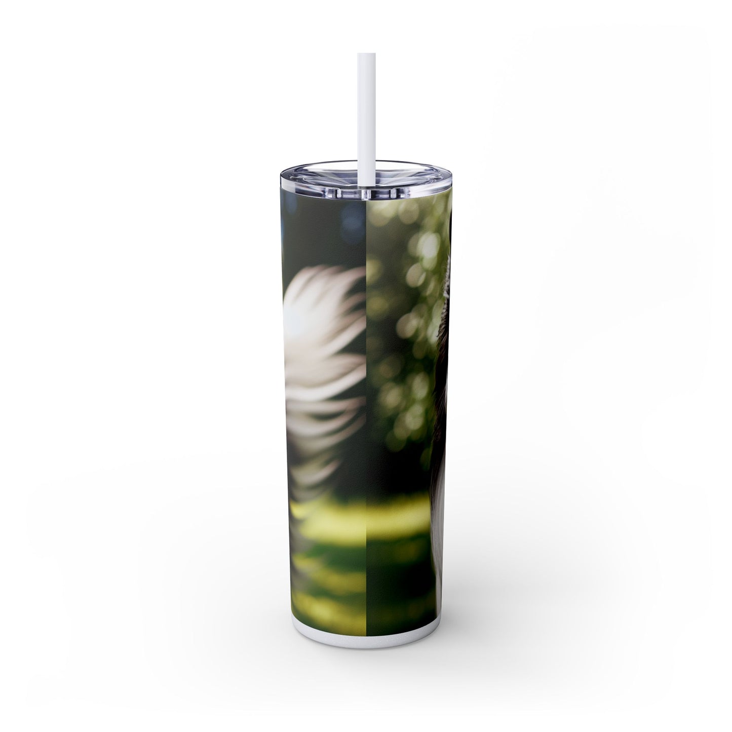 Border Collie Skinny Tumbler with Straw, 20oz