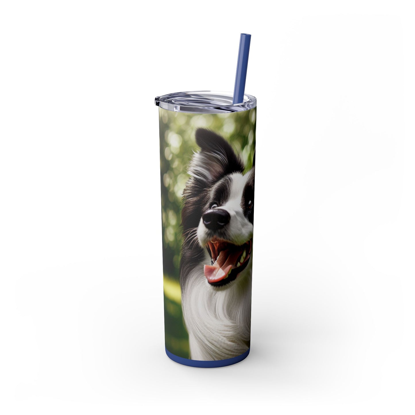Border Collie Skinny Tumbler with Straw, 20oz