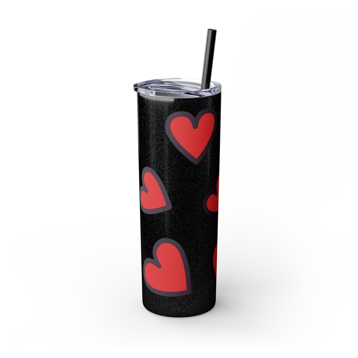 Hearts Skinny Tumbler with Straw, 20oz