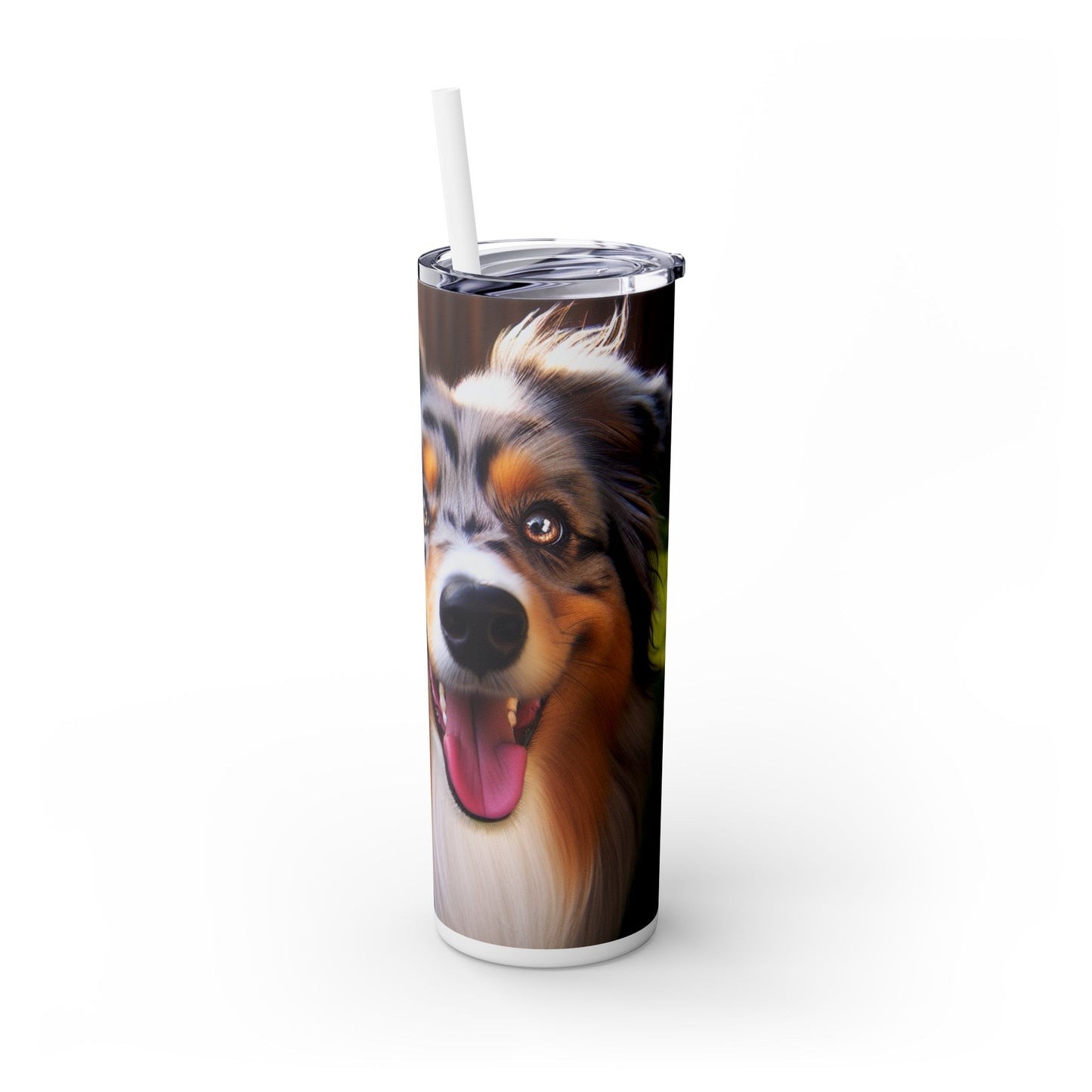 Australian Shepherd Skinny Tumbler with Straw, 20oz