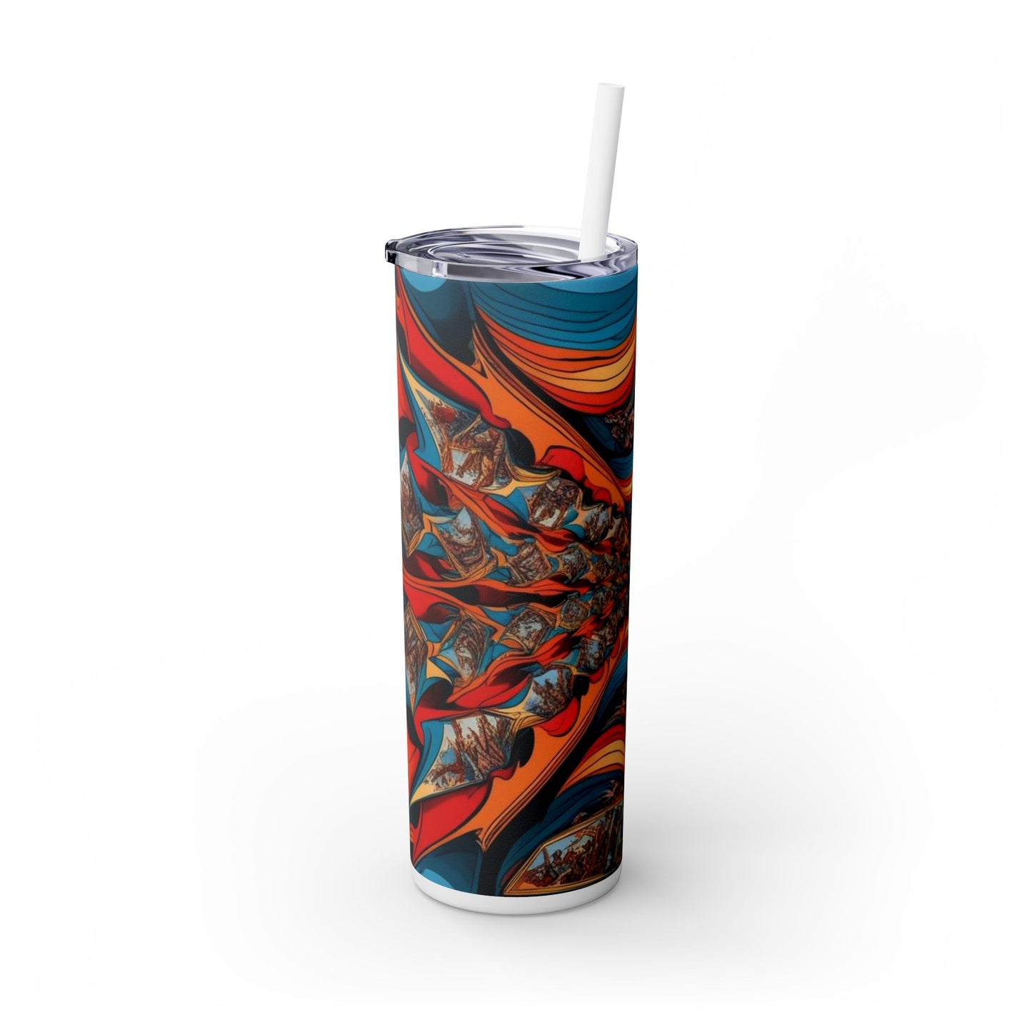 Optical Illusion Skinny Tumbler with Straw, 20oz