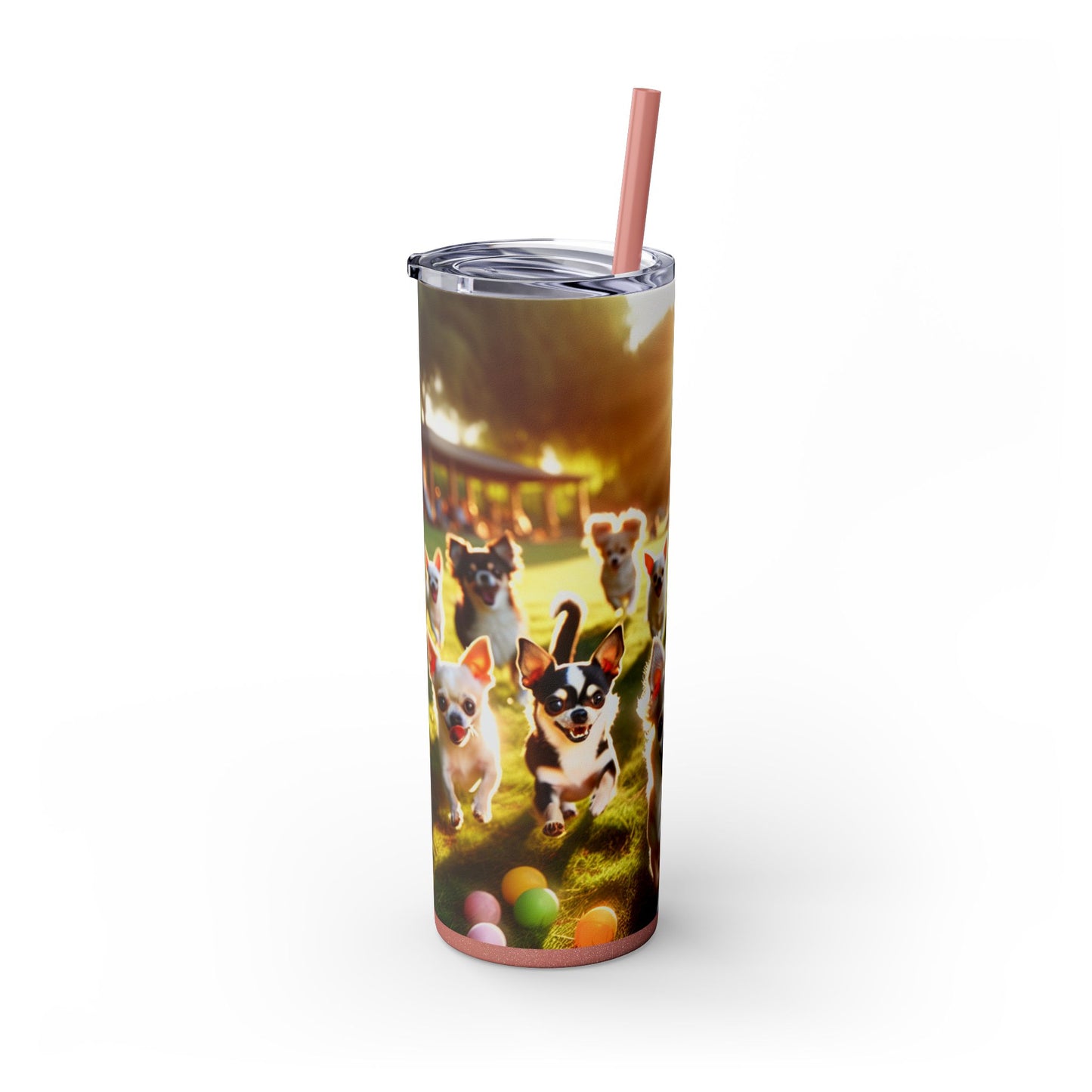 Chihuahua Skinny Tumbler with Straw, 20oz