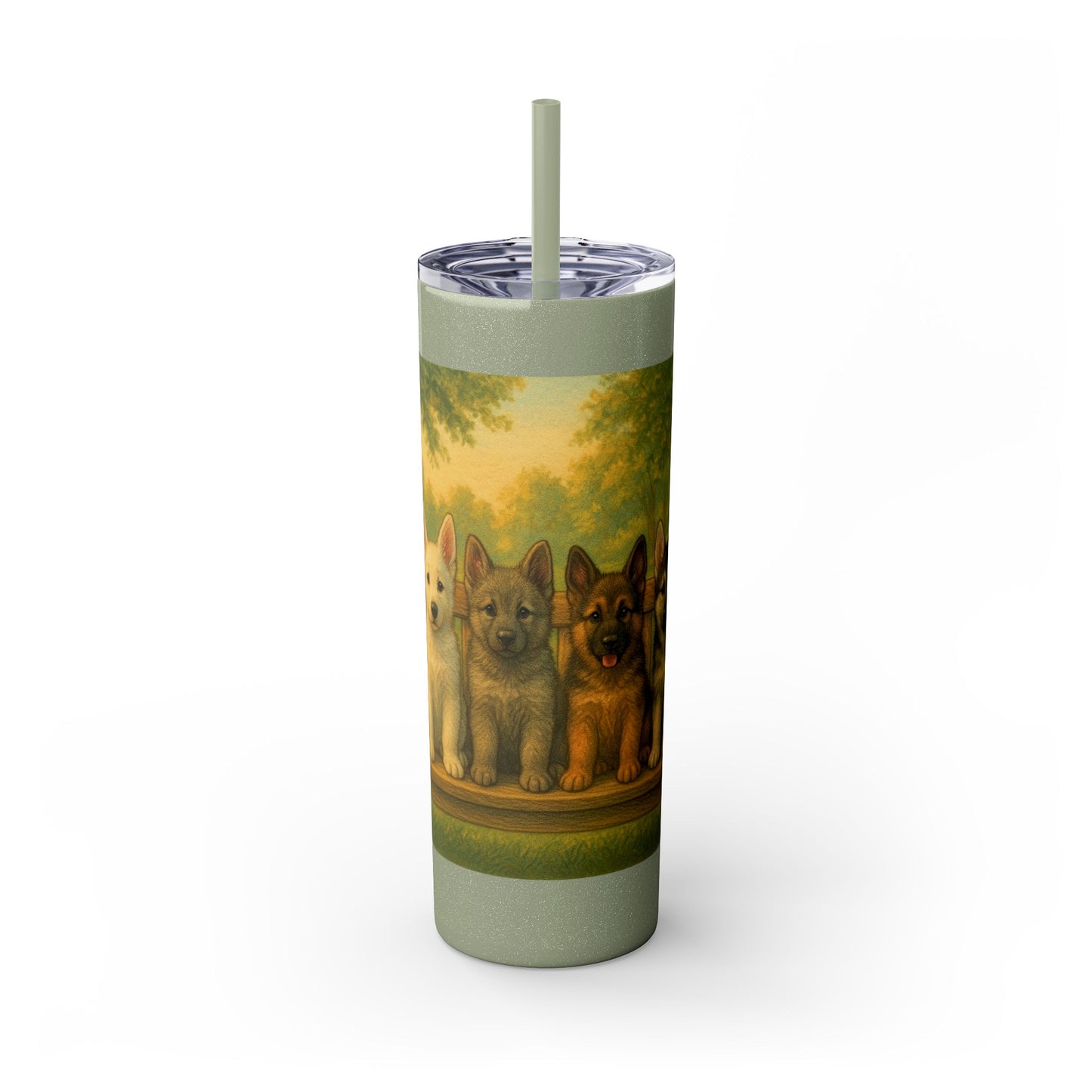 German Shepherd puppies Tumbler with Straw, 20oz