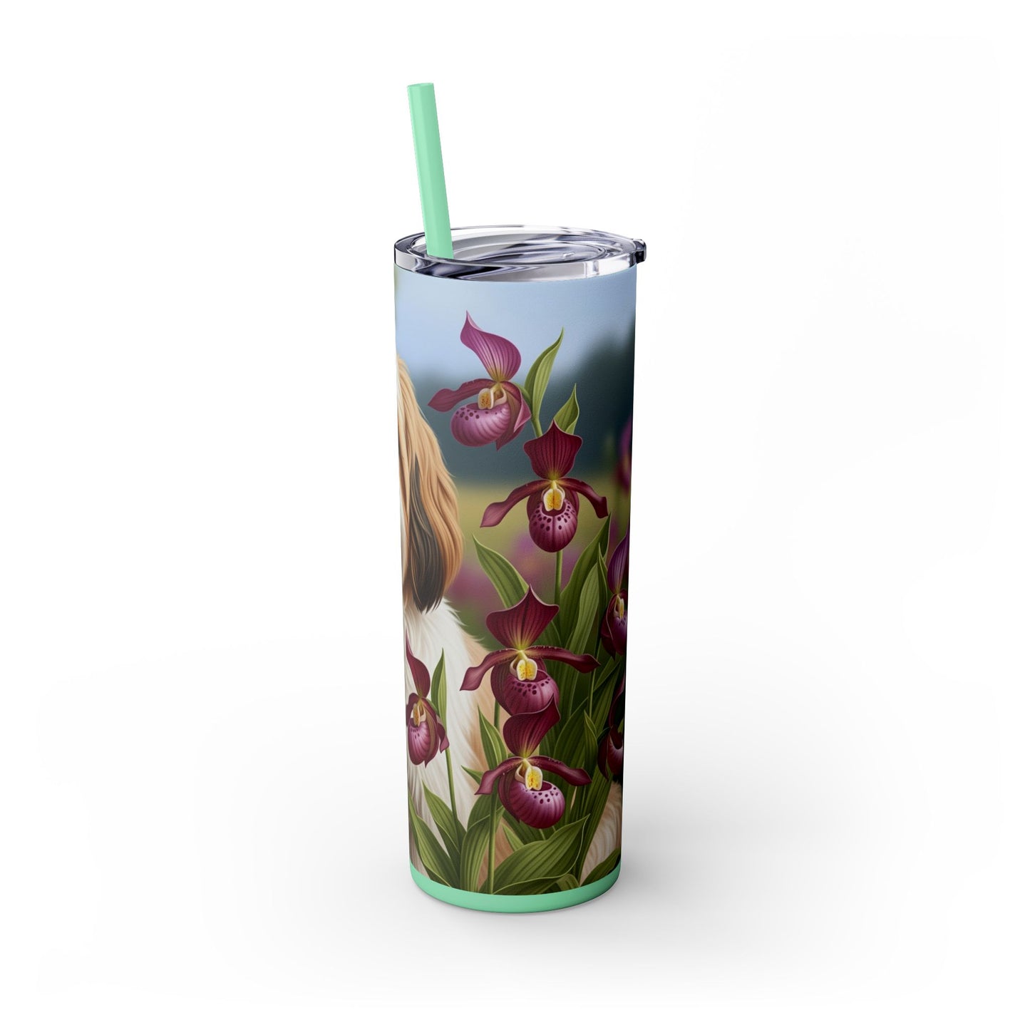 Lhasa Apso Skinny Tumbler with Straw, 20oz