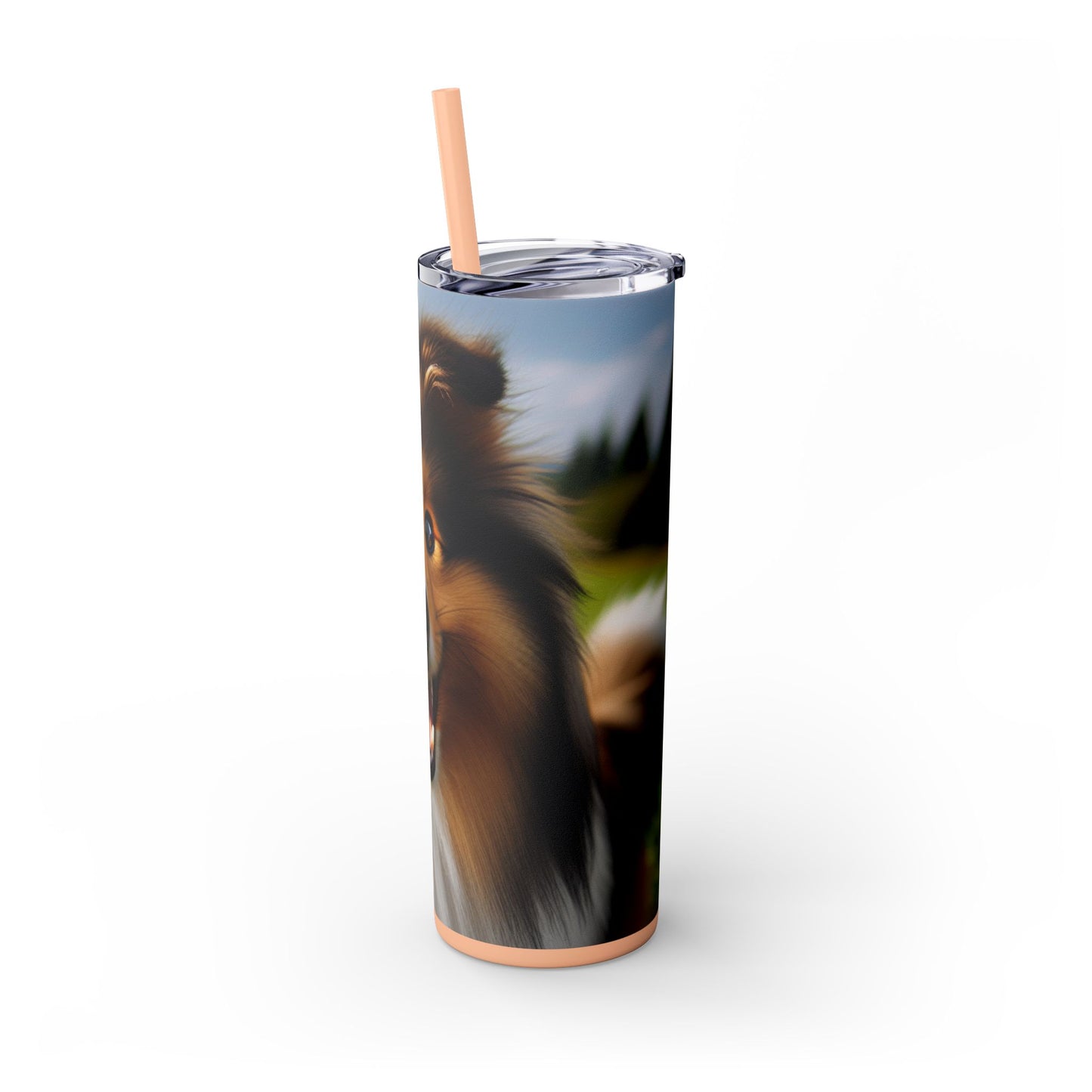 Shetland Sheepdog Skinny Tumbler with Straw, 20oz