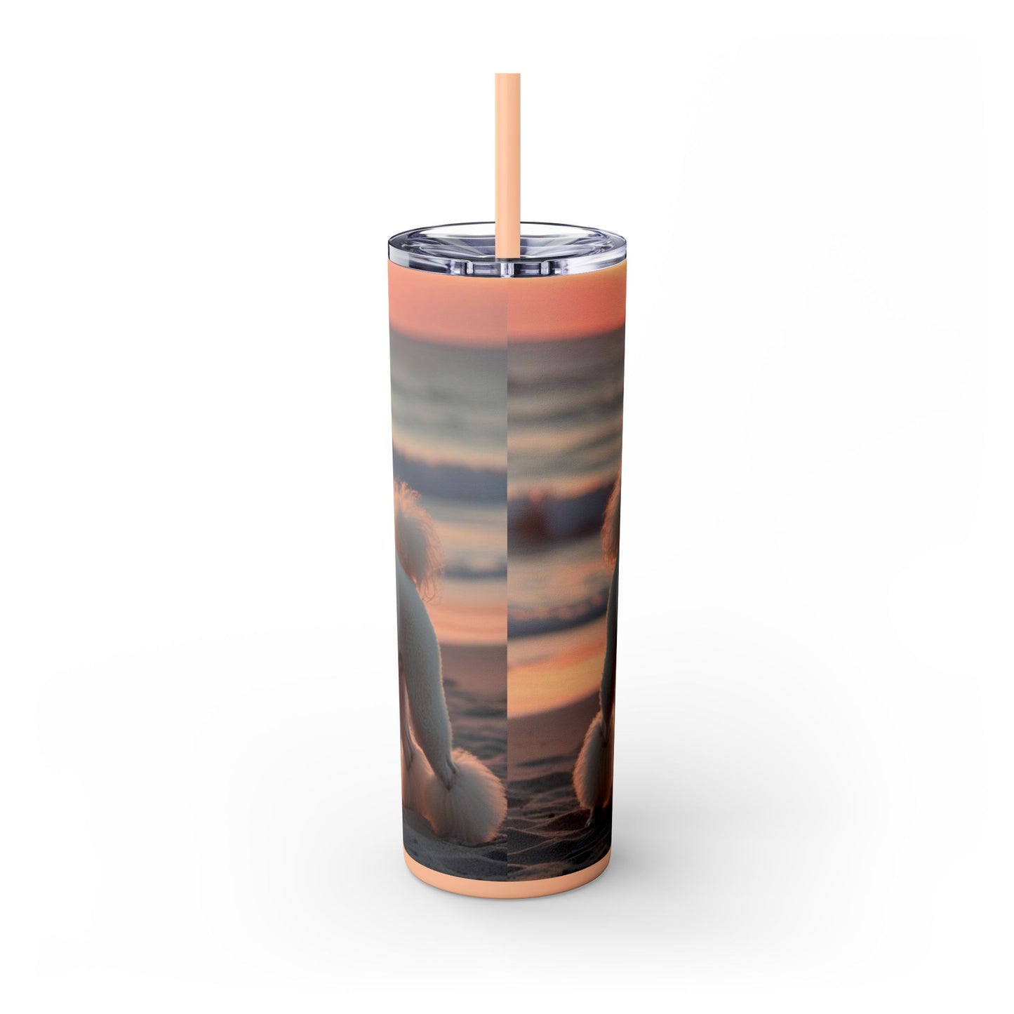 Poodle Love Skinny Tumbler with Straw, 20oz