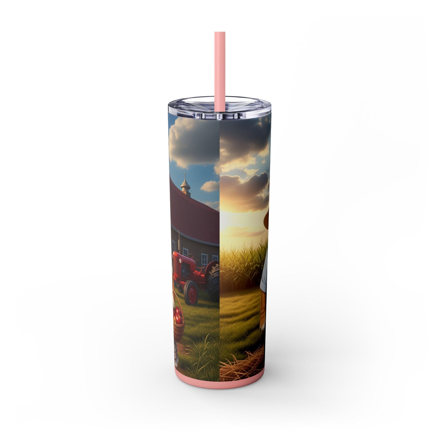 Bulldog Skinny Tumbler with Straw, 20oz