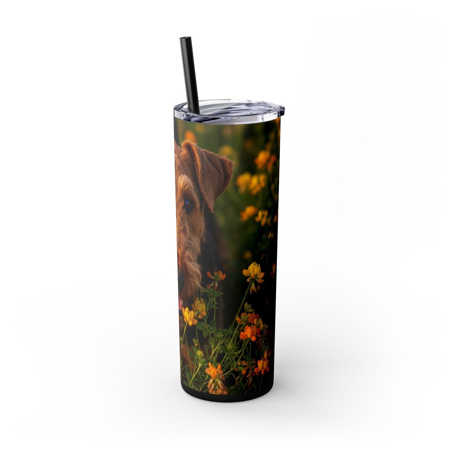 Airedale Terrier Skinny Tumbler with Straw, 20oz