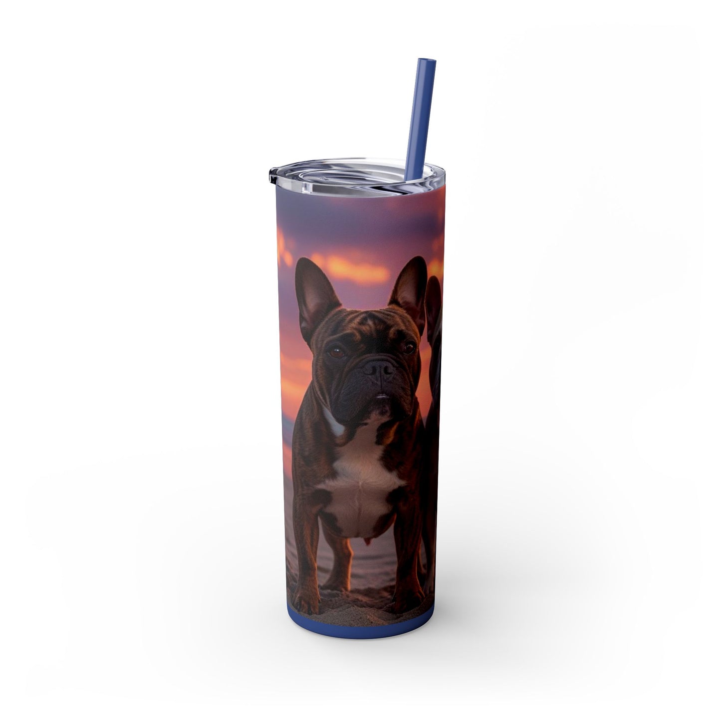 French Bulldog Love Skinny Tumbler with Straw, 20oz