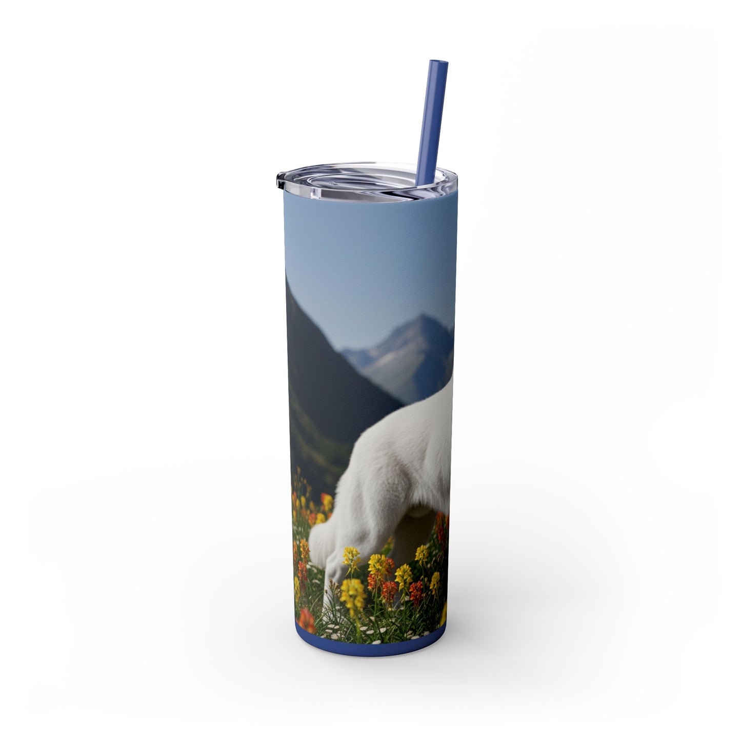 White Swiss Shepherd Dog Skinny Tumbler with Straw, 20oz