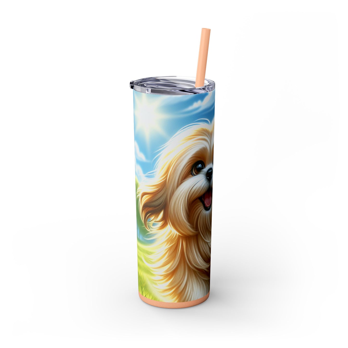Lhasa Apso Skinny Tumbler with Straw, 20oz