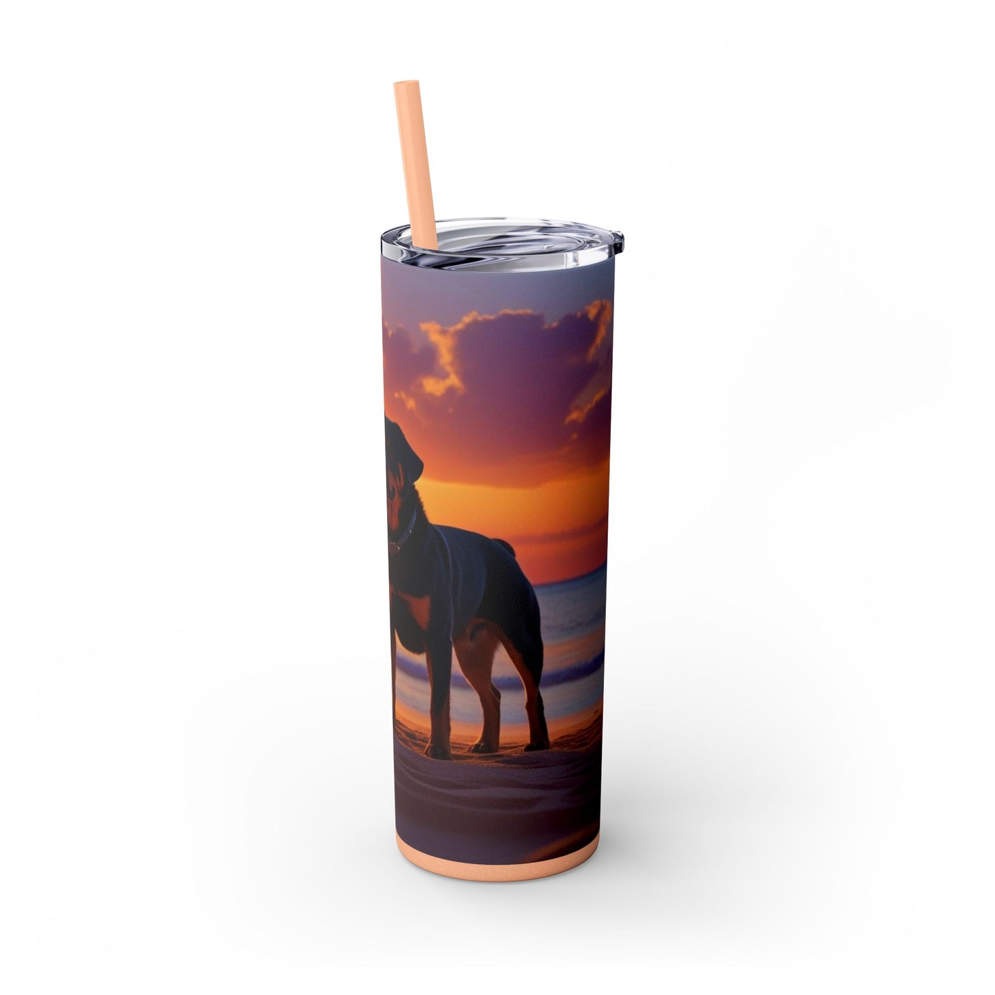 Rottweiler Love Skinny Tumbler with Straw, 20oz