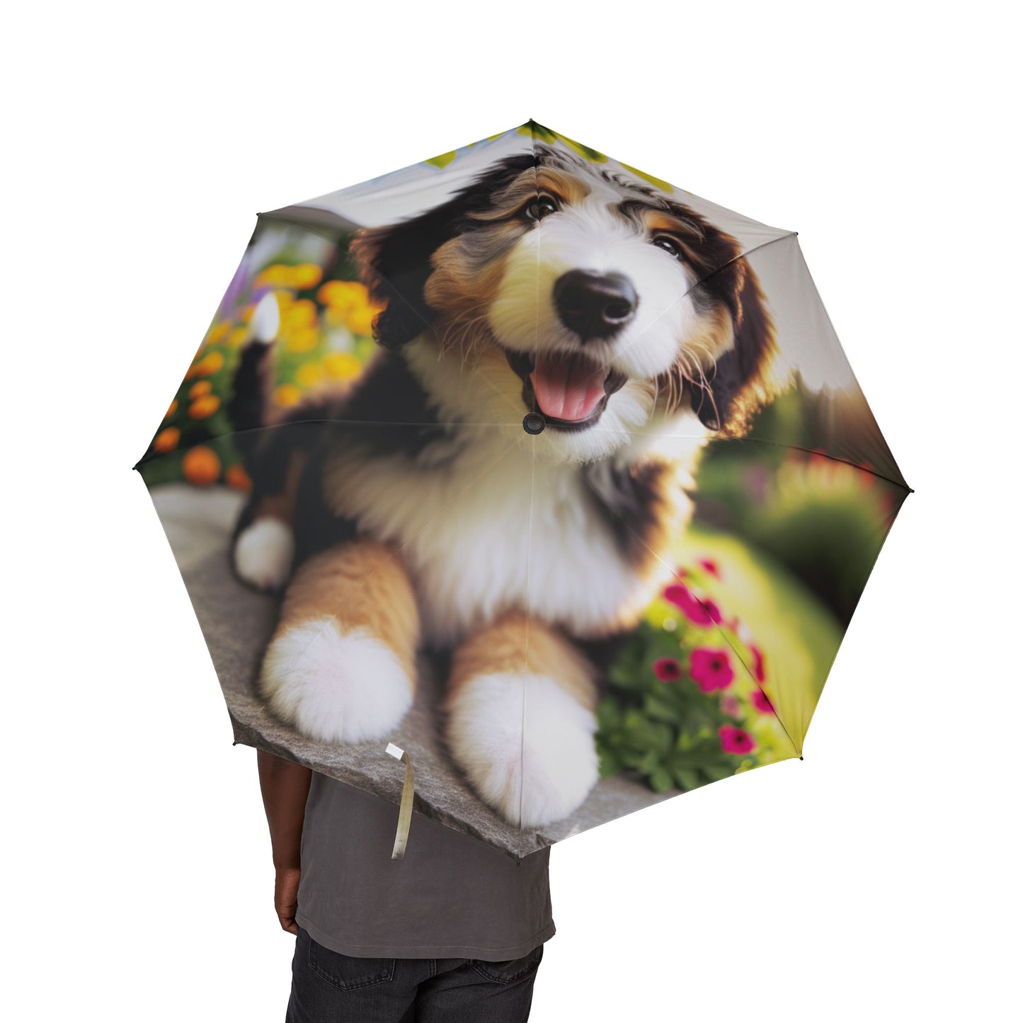 Bernedoodle Semi-Automatic Foldable Umbrella