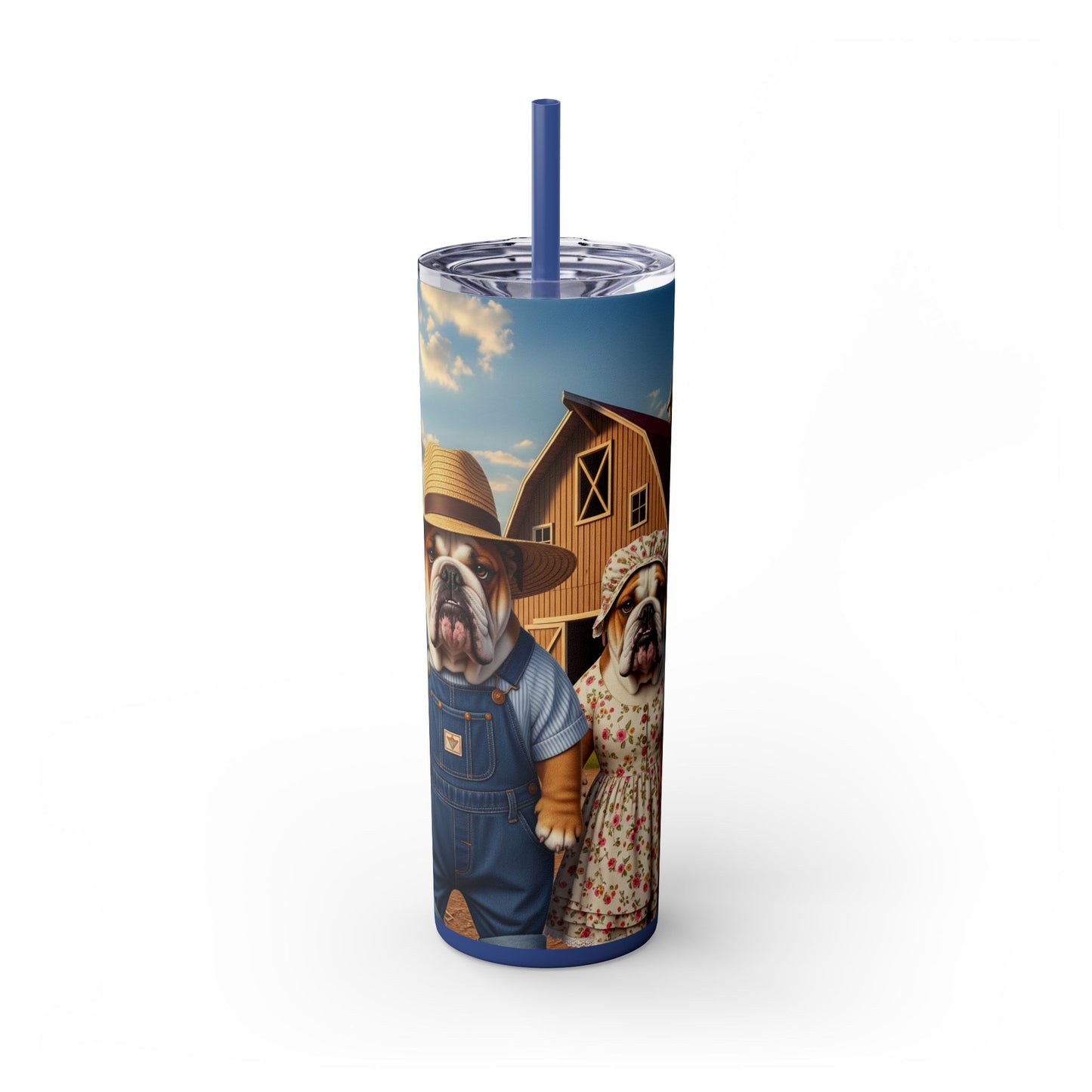 Bulldog Skinny Tumbler with Straw, 20oz