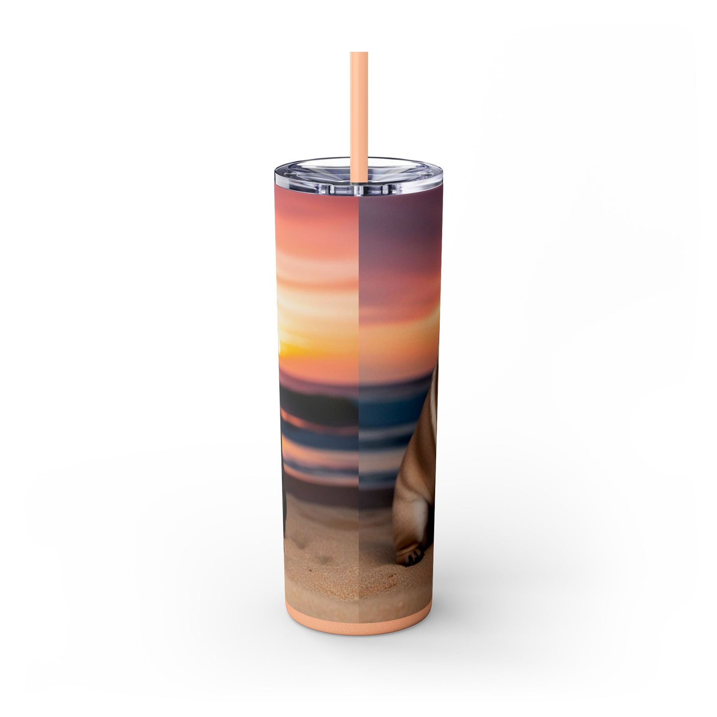 Pug Love Skinny Tumbler with Straw, 20oz