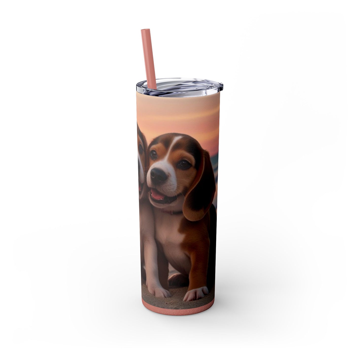 Beagle Love Skinny Tumbler with Straw, 20oz