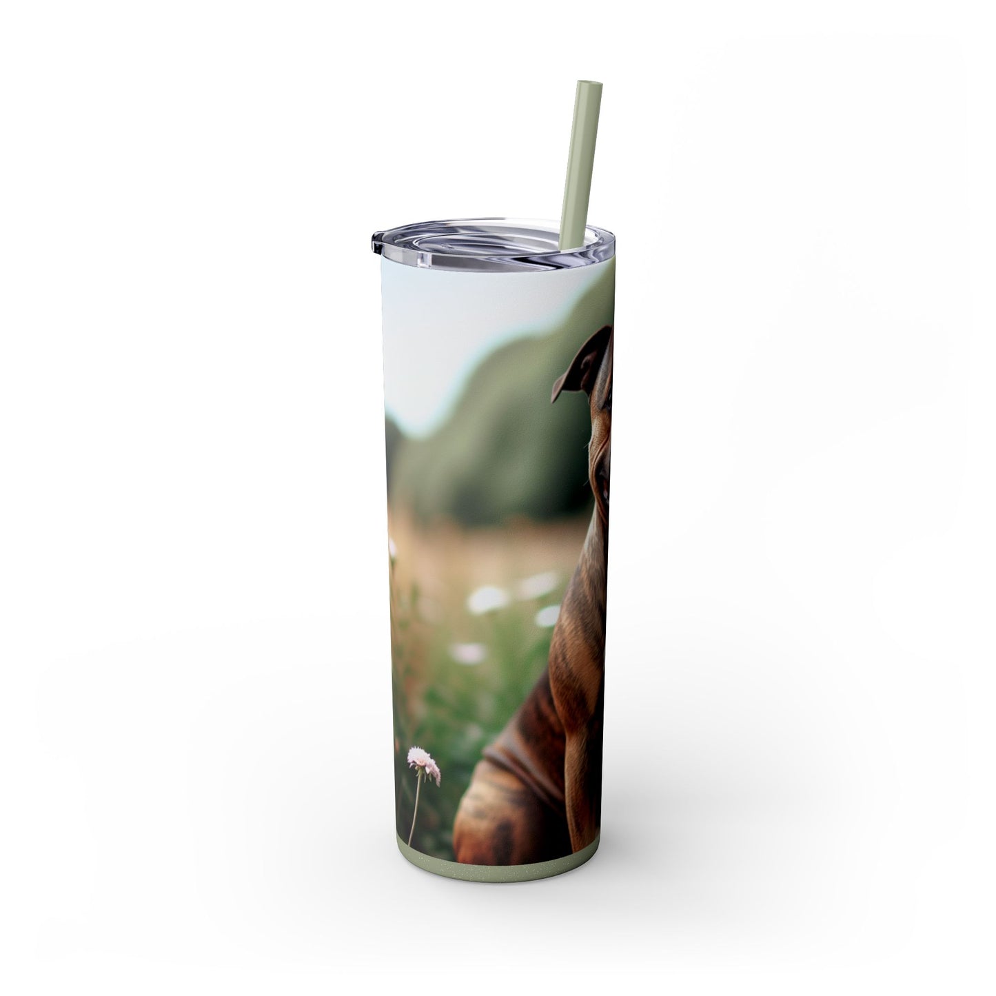 Staffordshire Bull Terrier Skinny Tumbler with Straw, 20oz