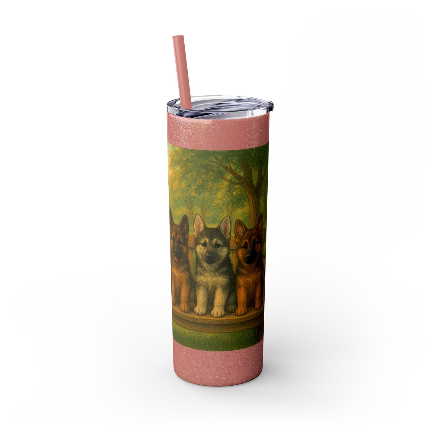 German Shepherd puppies Tumbler with Straw, 20oz