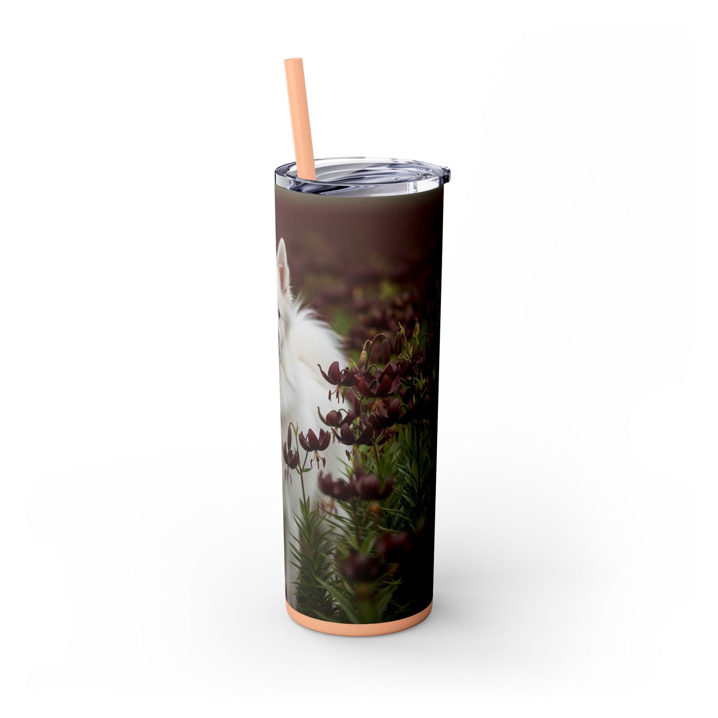 American Eskimo Dog Skinny Tumbler with Straw, 20oz