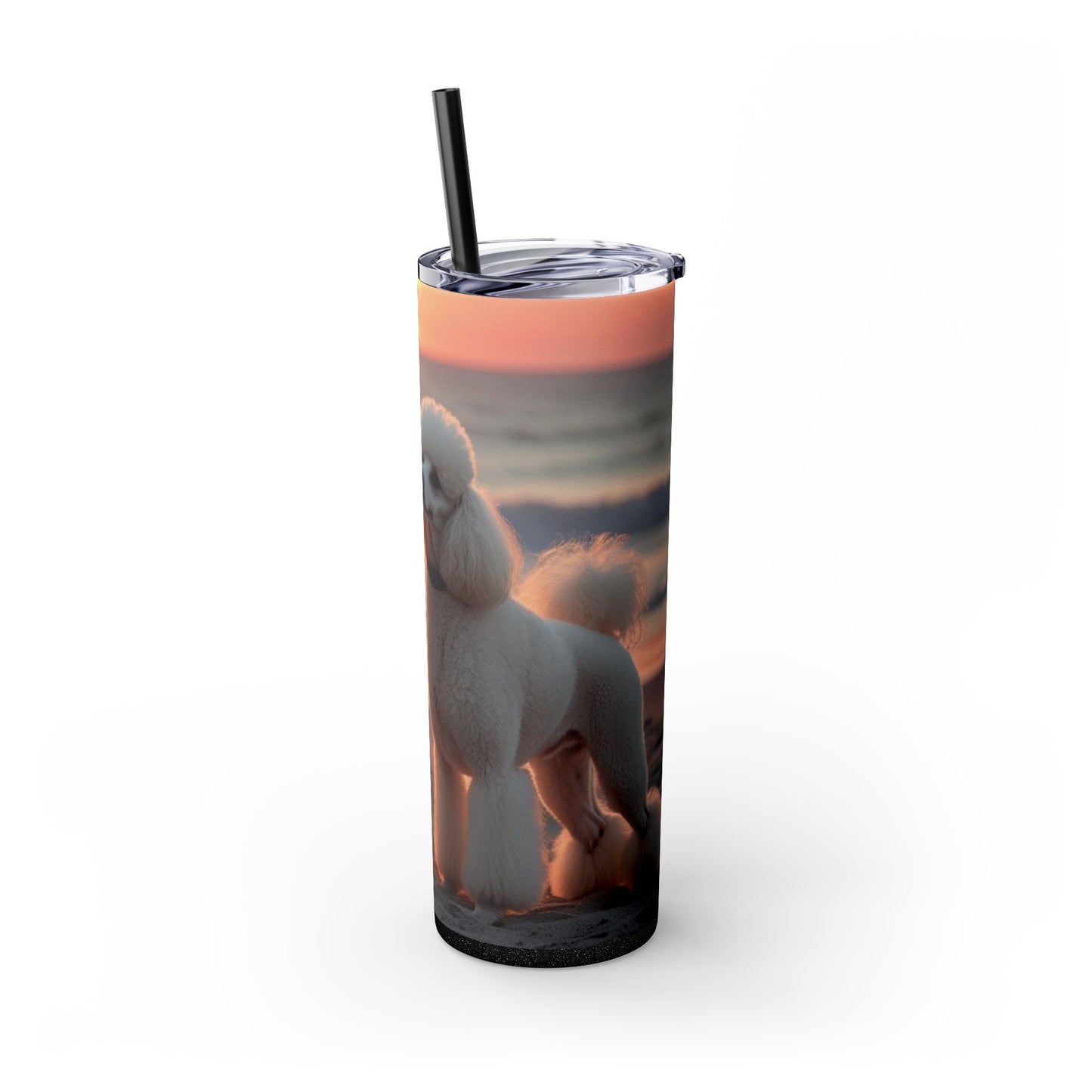 Poodle Love Skinny Tumbler with Straw, 20oz