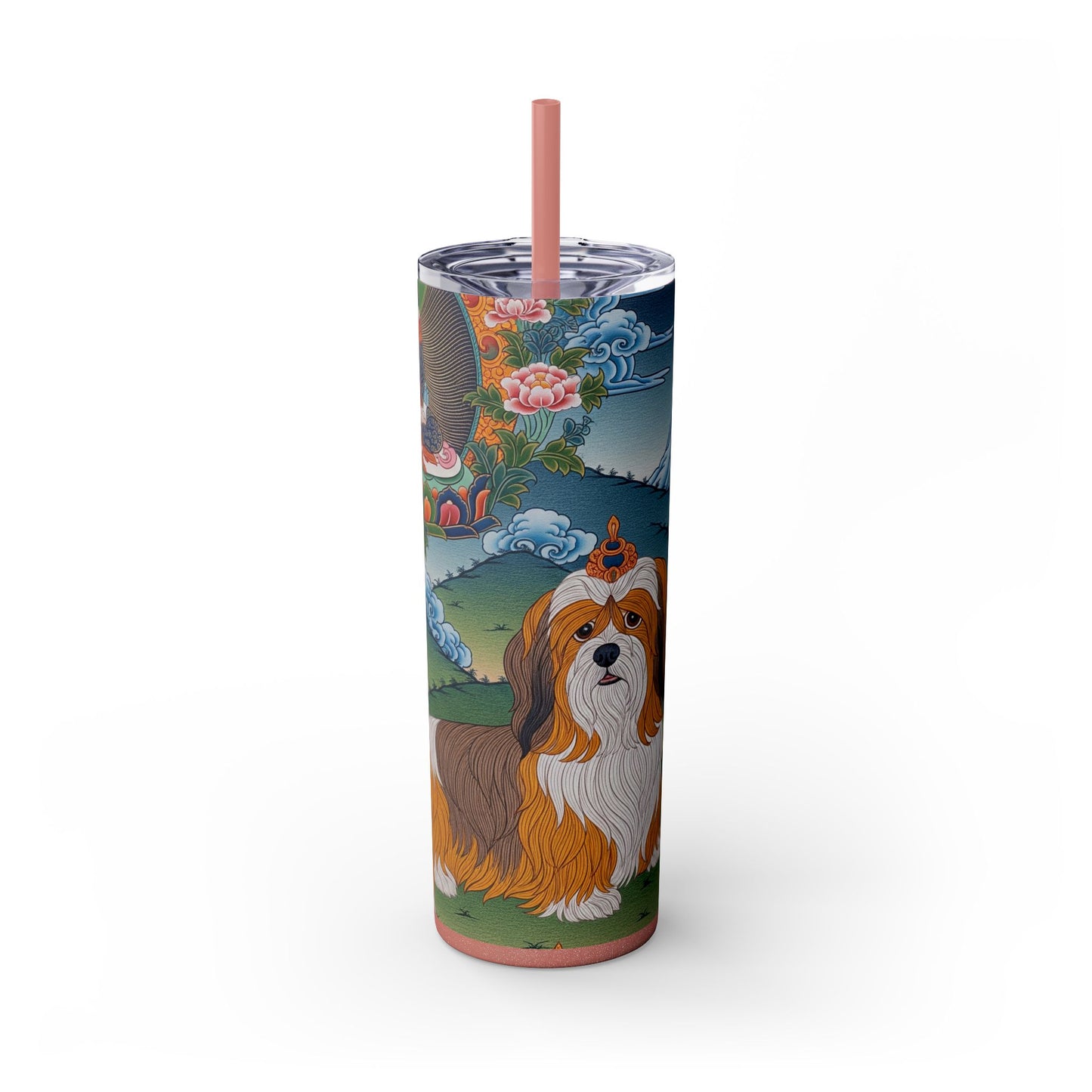 Lhasa Apso Skinny Tumbler with Straw, 20oz