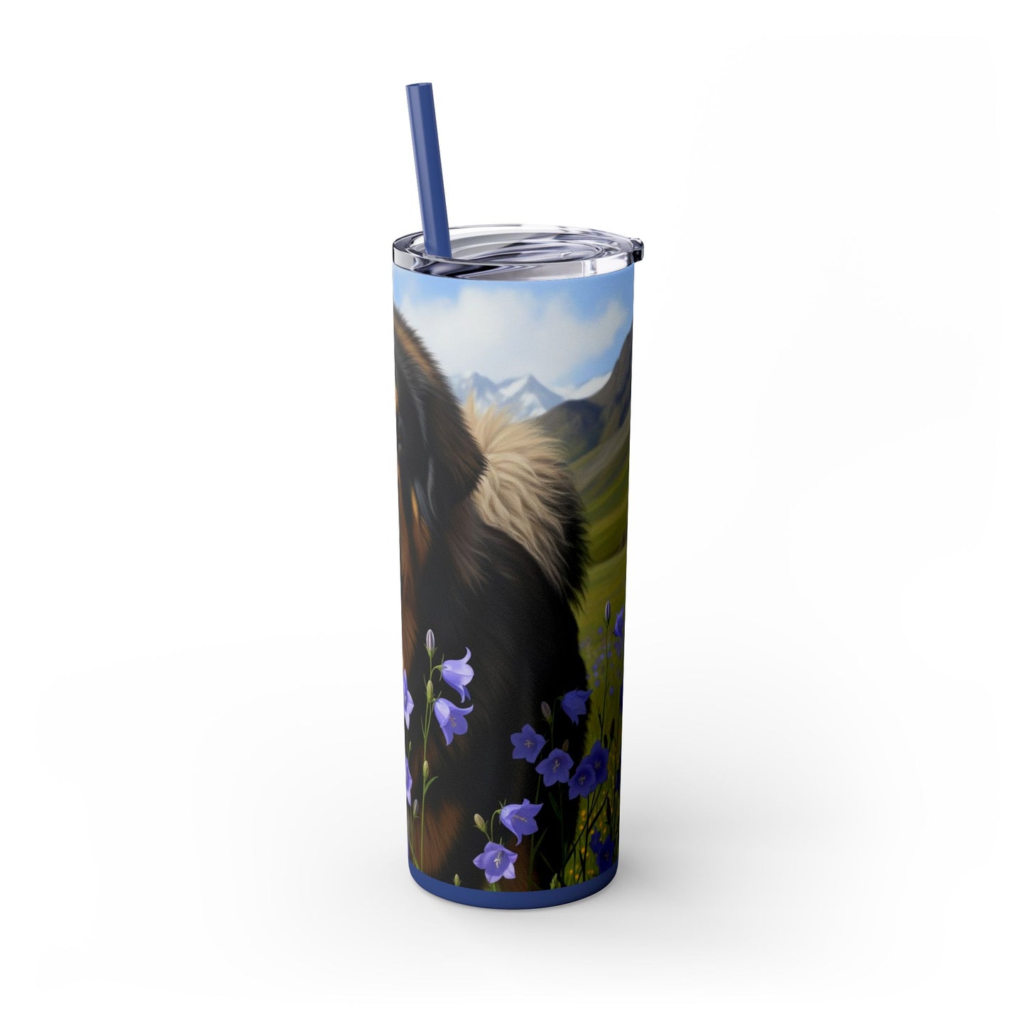 Tibetan Mastiff Skinny Tumbler with Straw, 20oz