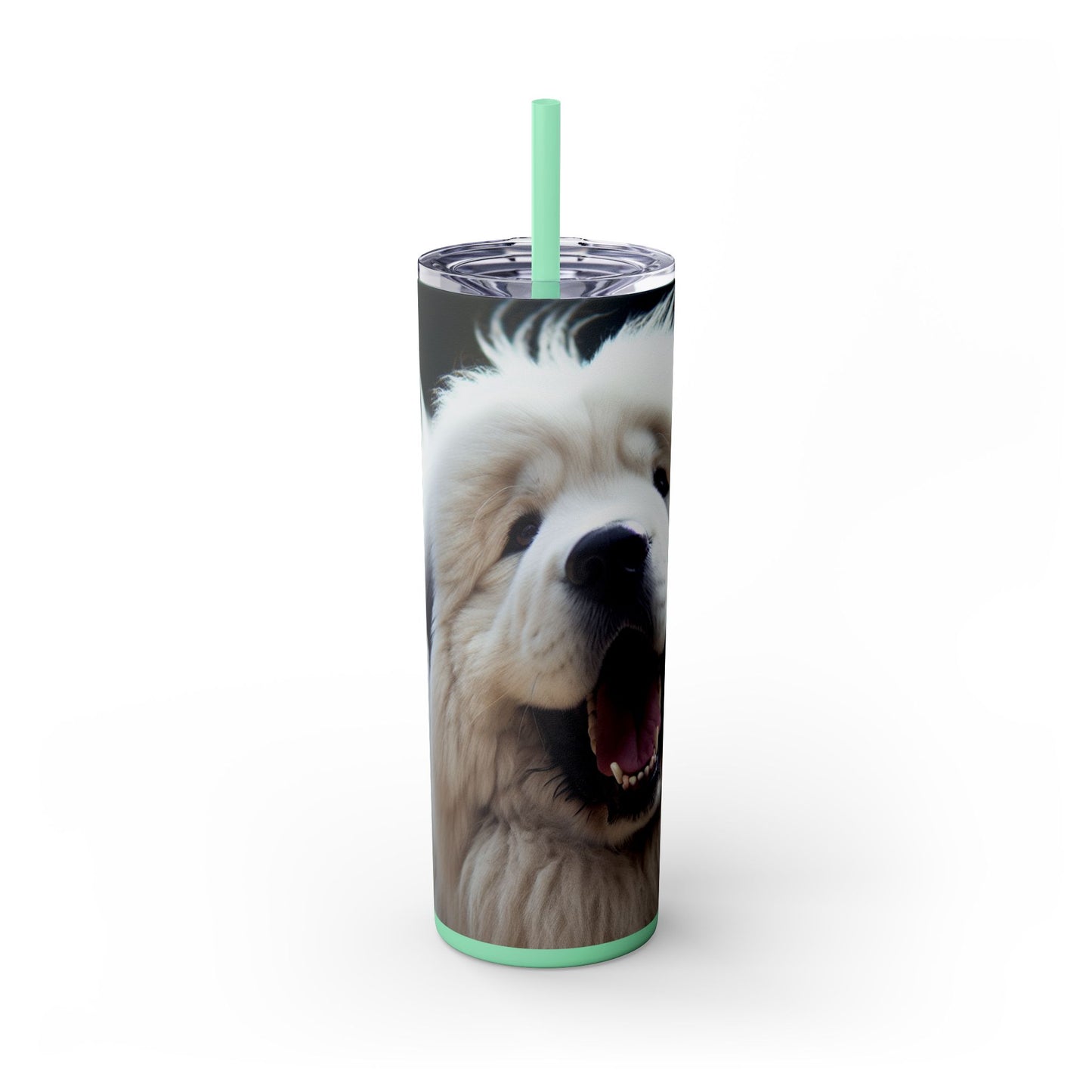 Tatra Shepherd Dog Skinny Tumbler with Straw, 20oz