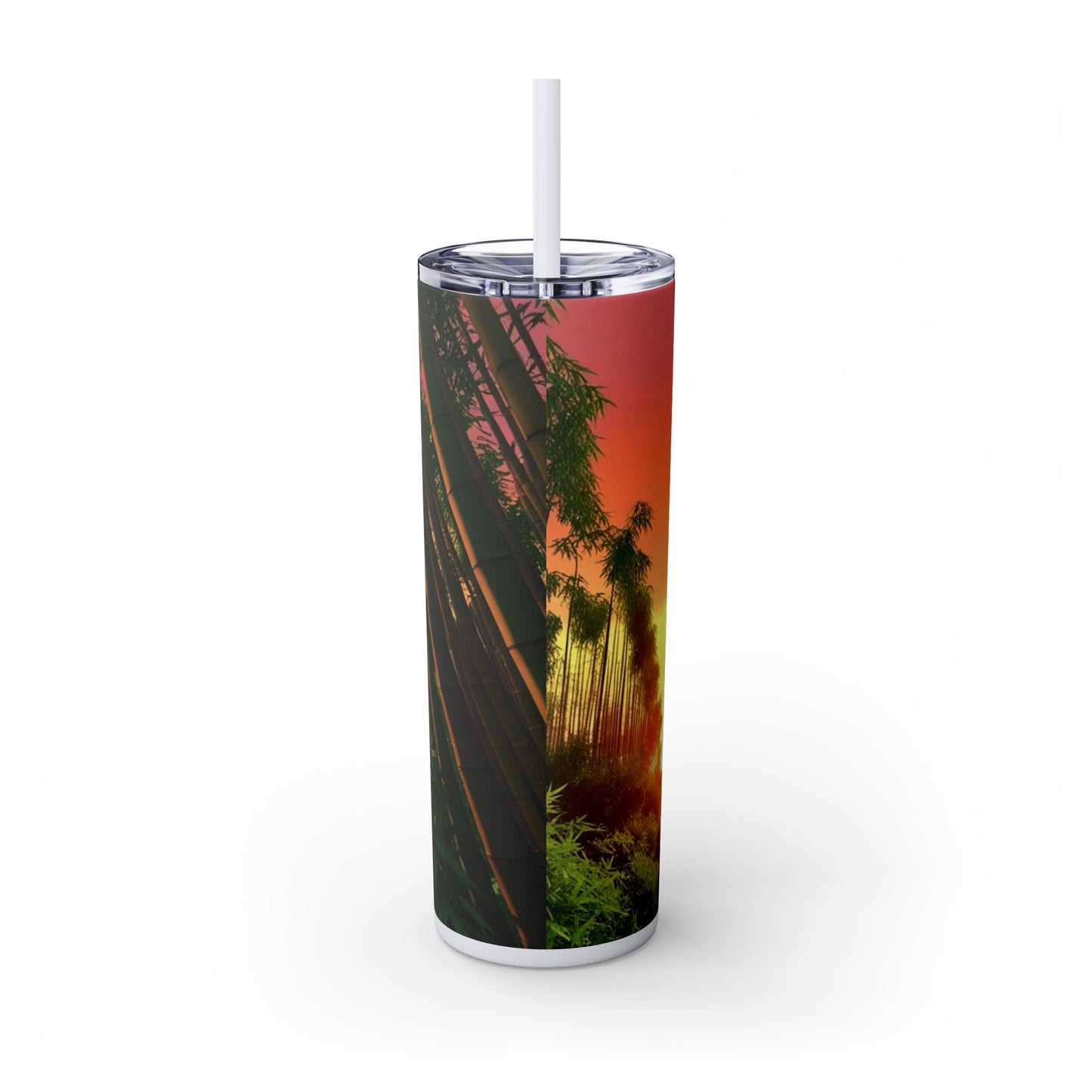 Bamboo Forest Sunrise Skinny Tumbler with Straw, 20oz