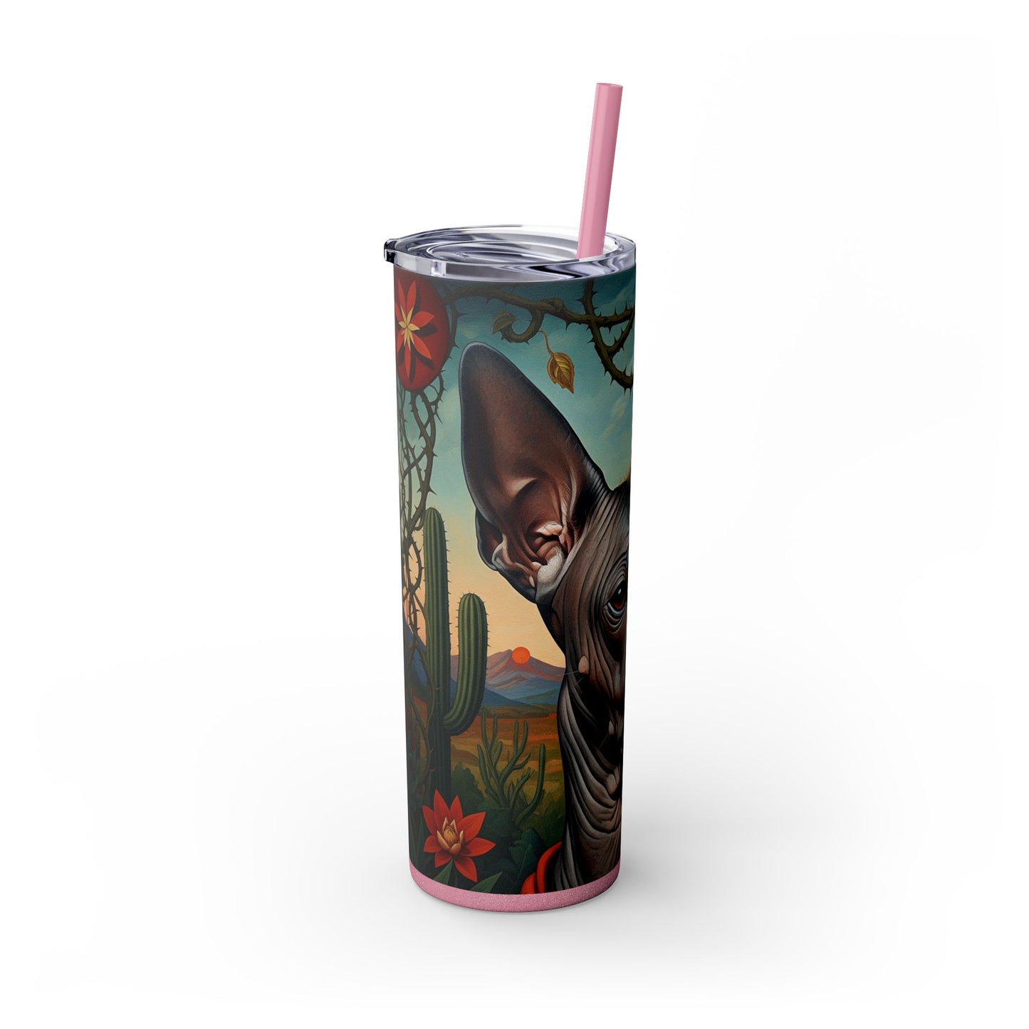 Xoloitzcuintli Skinny Tumbler with Straw, 20oz
