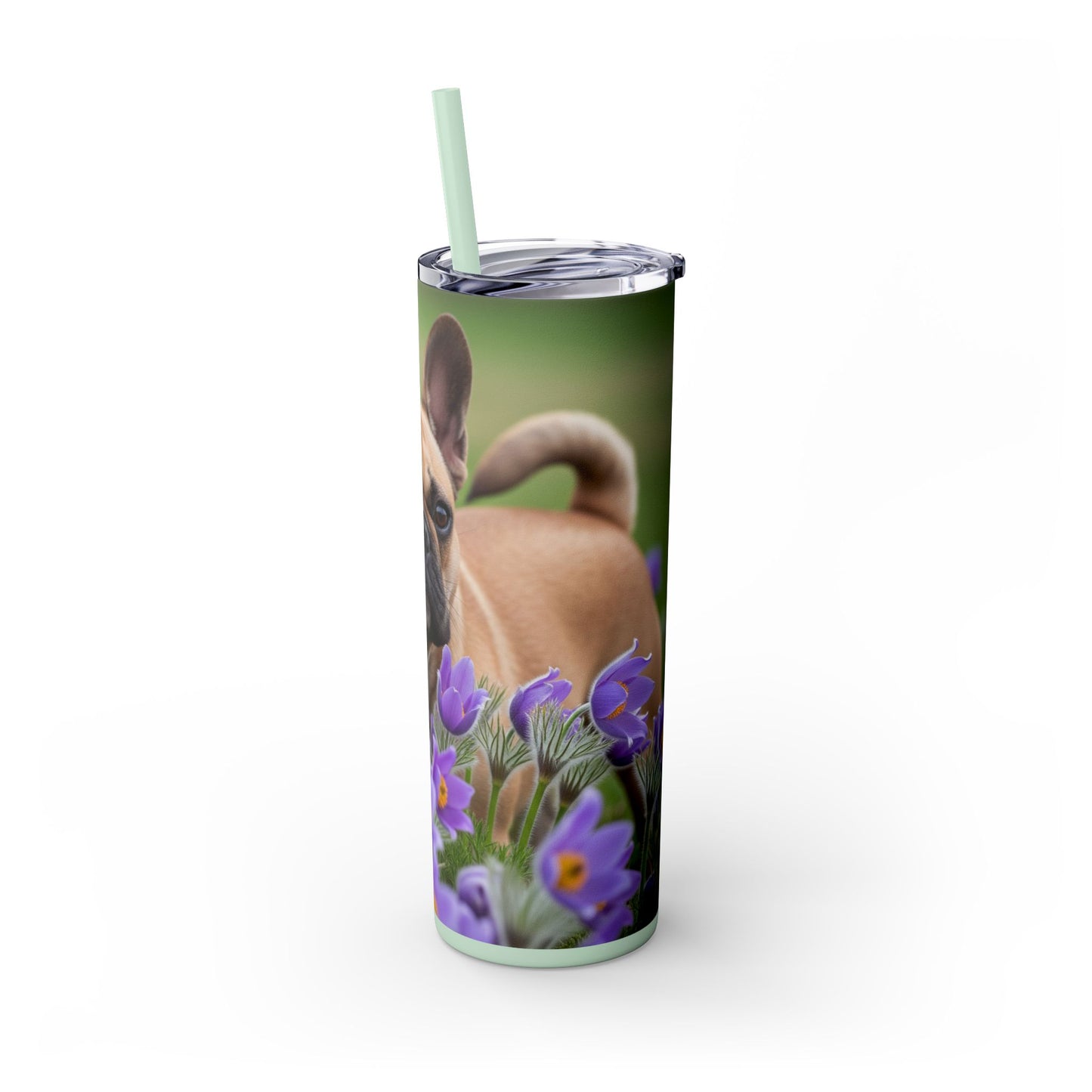 French Bulldog Skinny Tumbler with Straw, 20oz