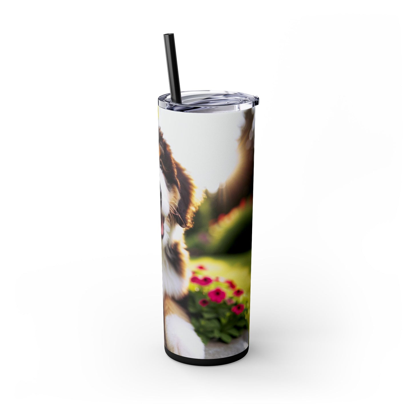 Bernedoodle Skinny Tumbler with Straw, 20oz