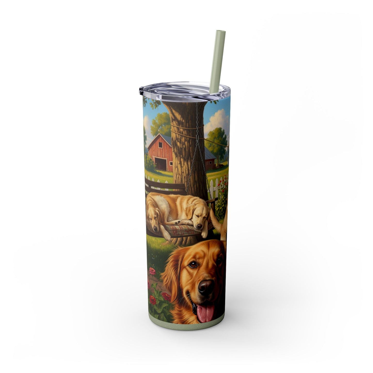 Golden Retriever Skinny Tumbler with Straw, 20oz