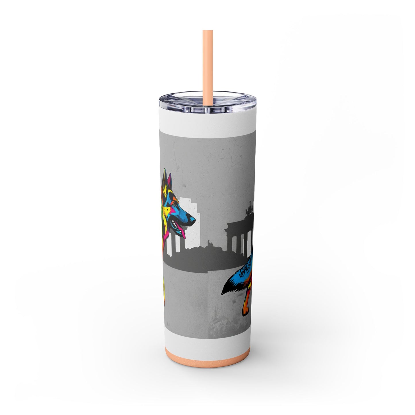 German Shepherd Skinny Tumbler with Straw, 20oz