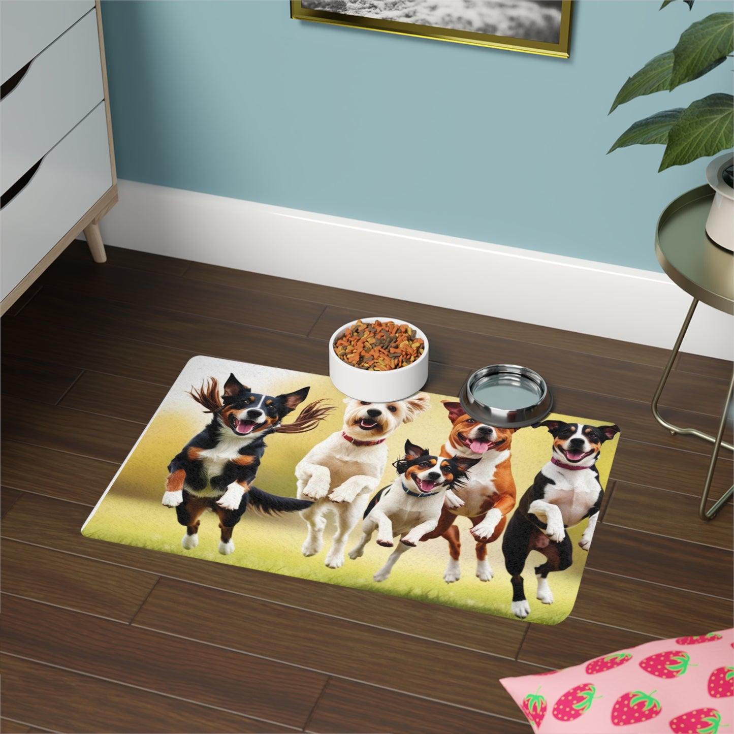 Pet Food Mat (12x18) - Jumping Dogs