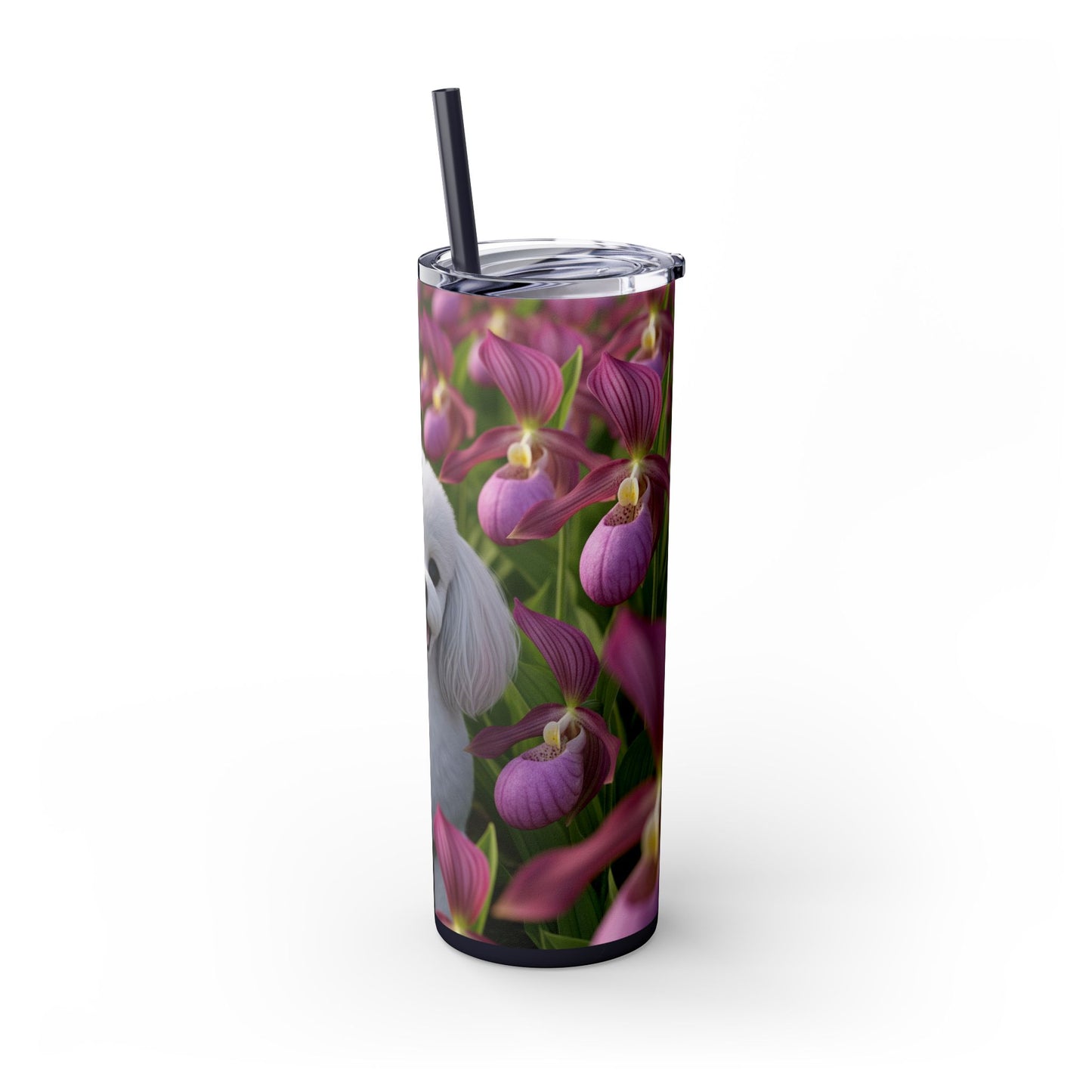 Toy Poodle Skinny Tumbler with Straw, 20oz