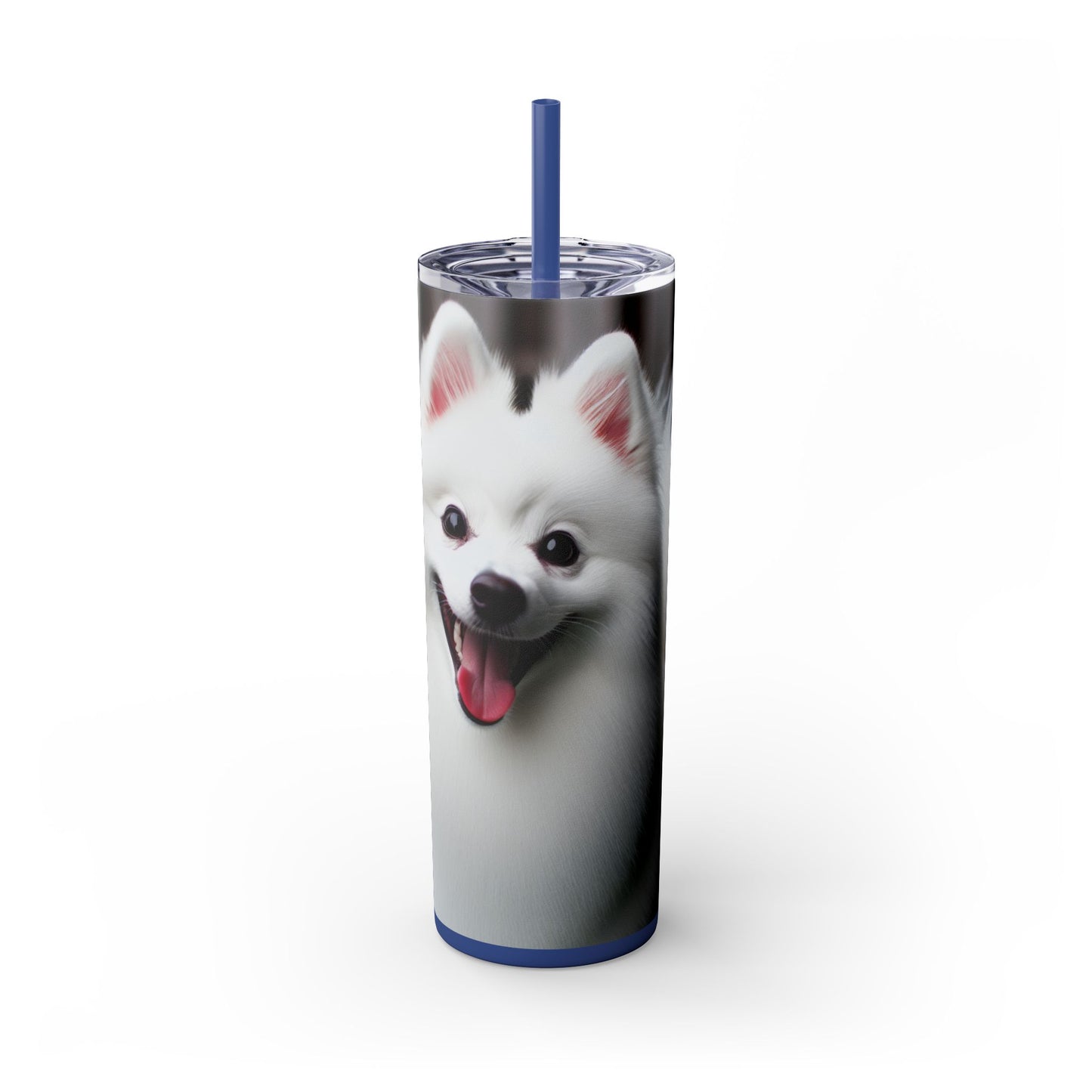 American Eskimo Dog Skinny Tumbler with Straw, 20oz