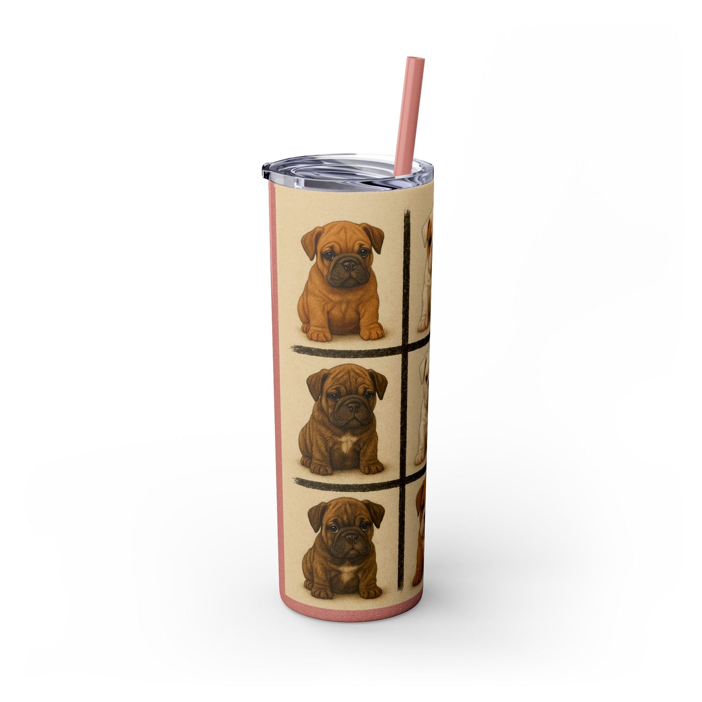 Bulldog puppies Tumbler with Straw, 20oz
