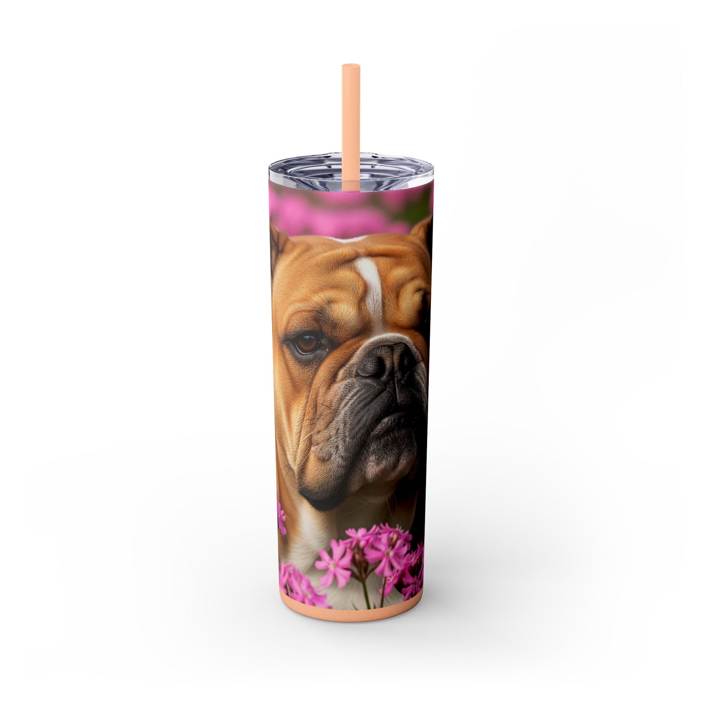 Bulldog Skinny Tumbler with Straw, 20oz