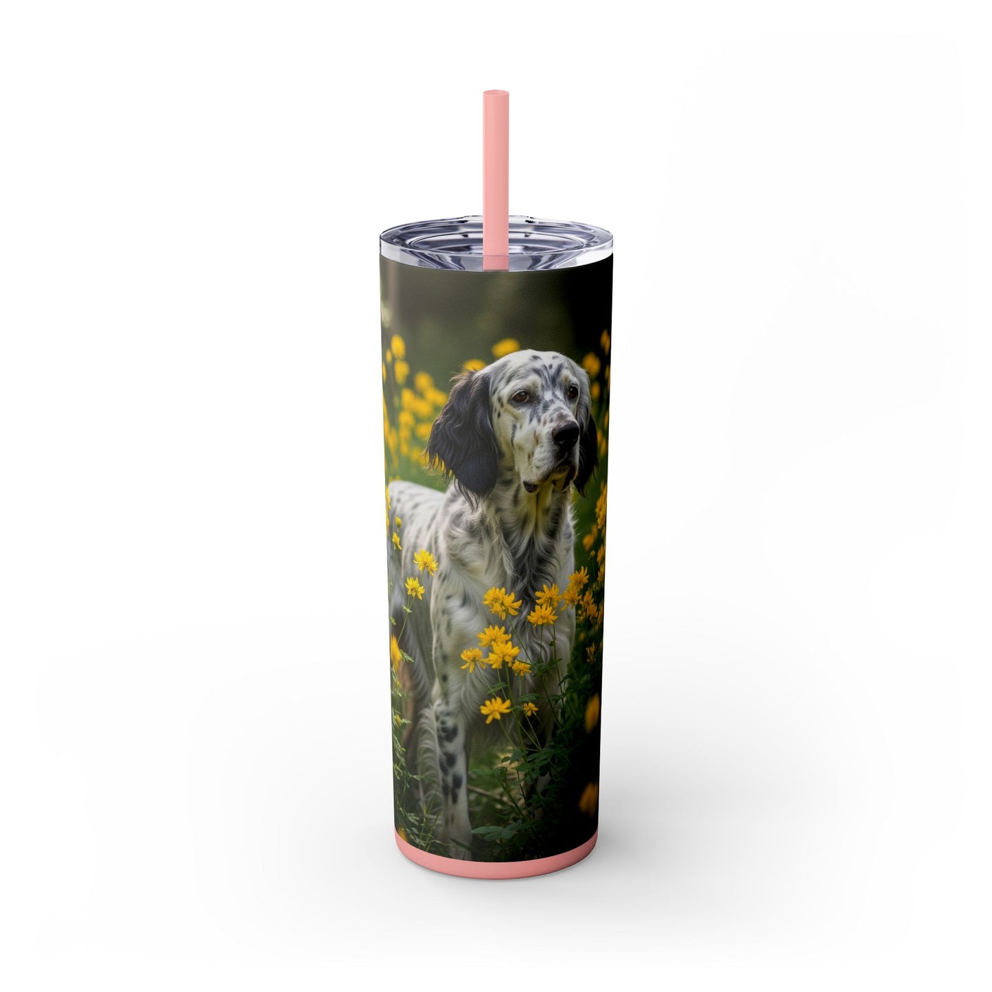 English Setter Skinny Tumbler with Straw, 20oz