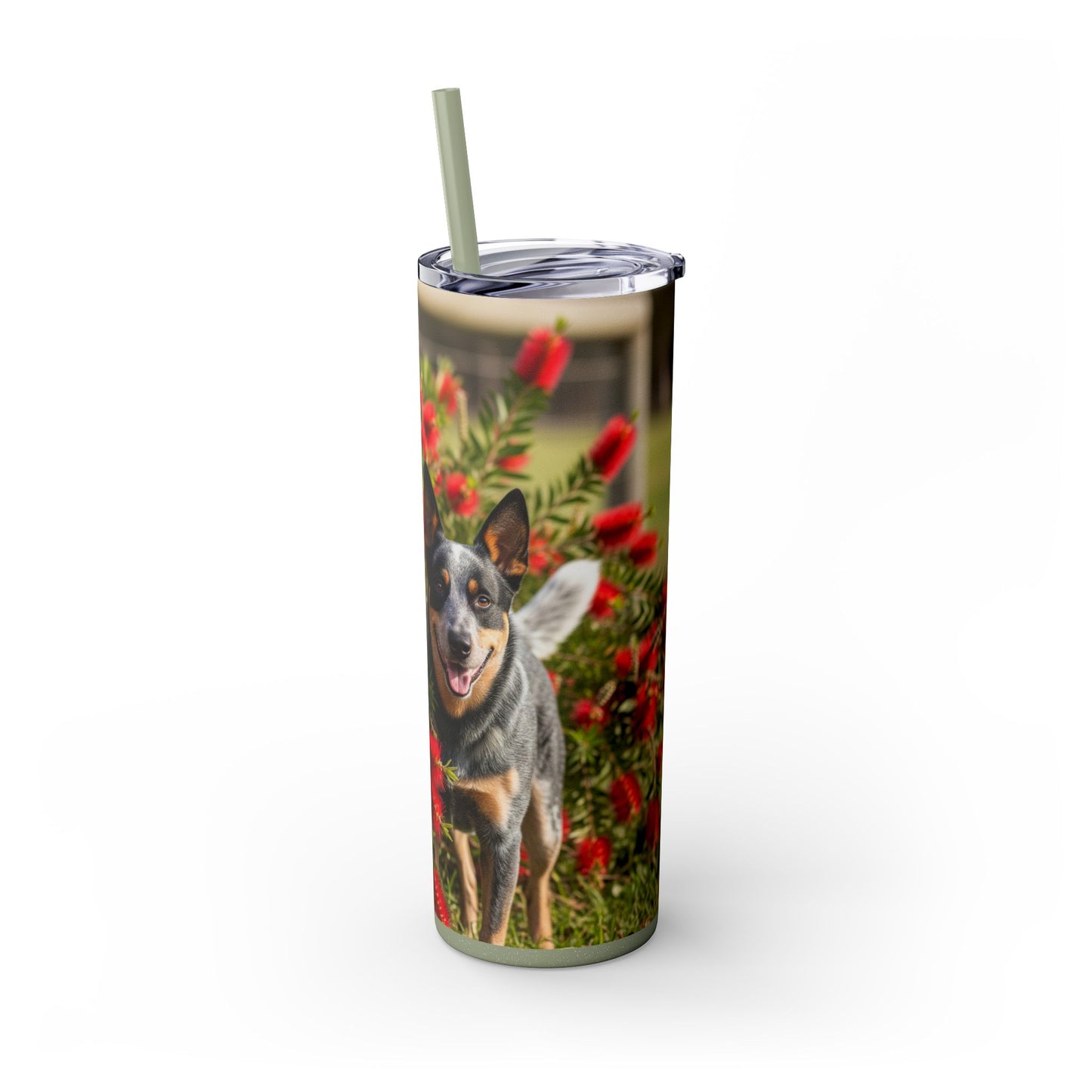 Australian Cattle Dog Skinny Tumbler with Straw, 20oz