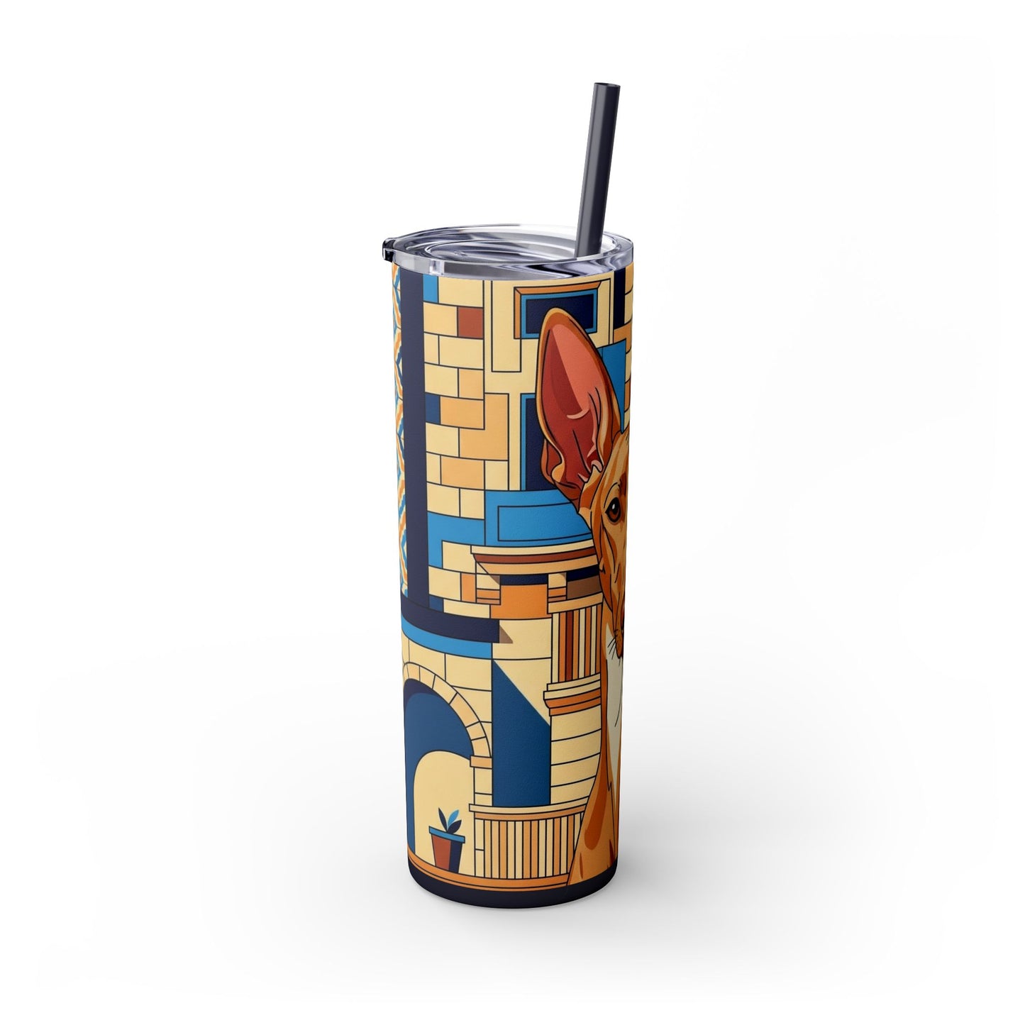 Pharaoh Hound Skinny Tumbler with Straw, 20oz