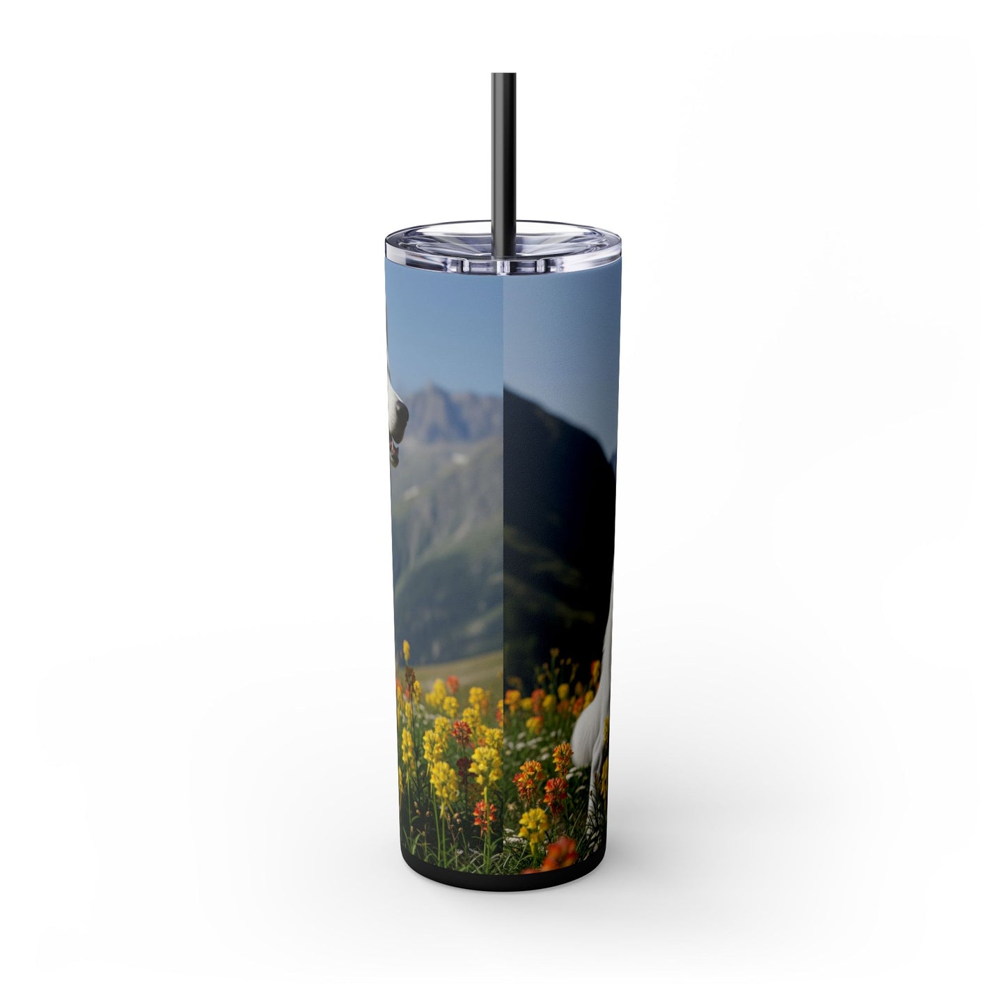 White Swiss Shepherd Dog Skinny Tumbler with Straw, 20oz