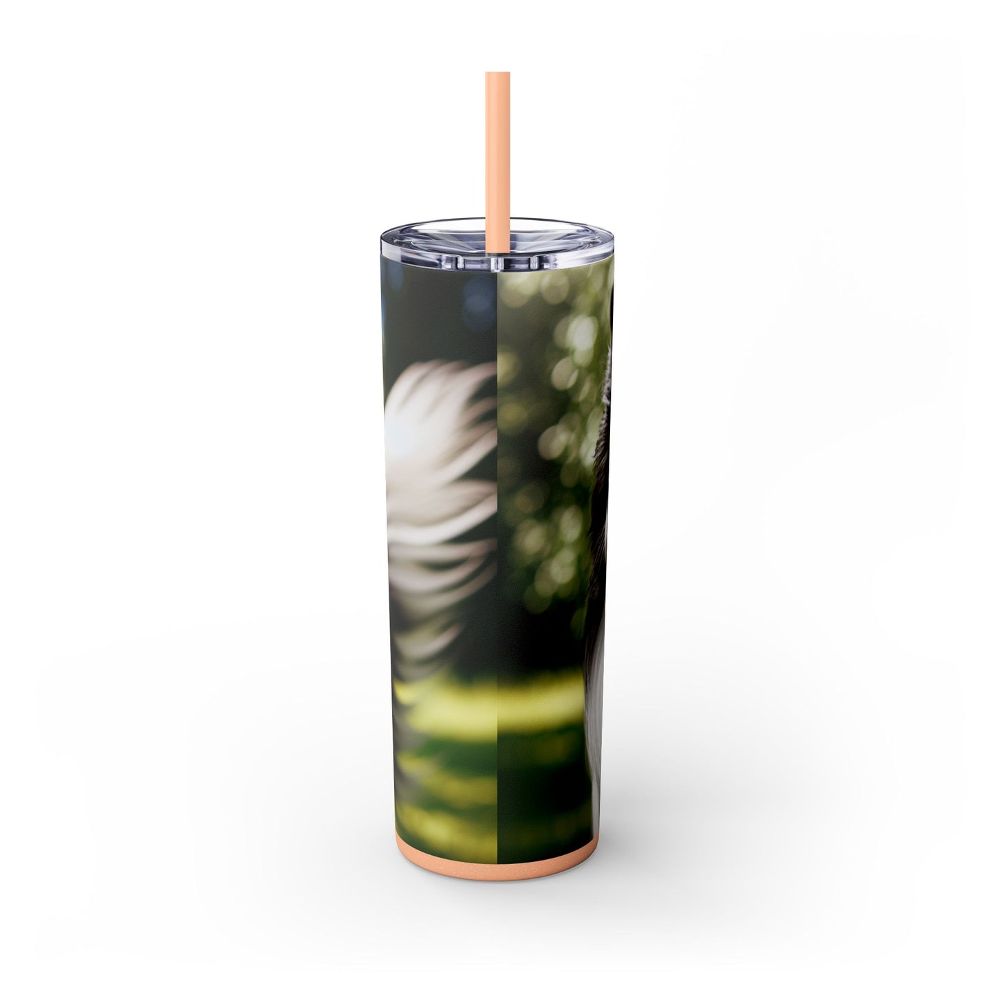 Border Collie Skinny Tumbler with Straw, 20oz