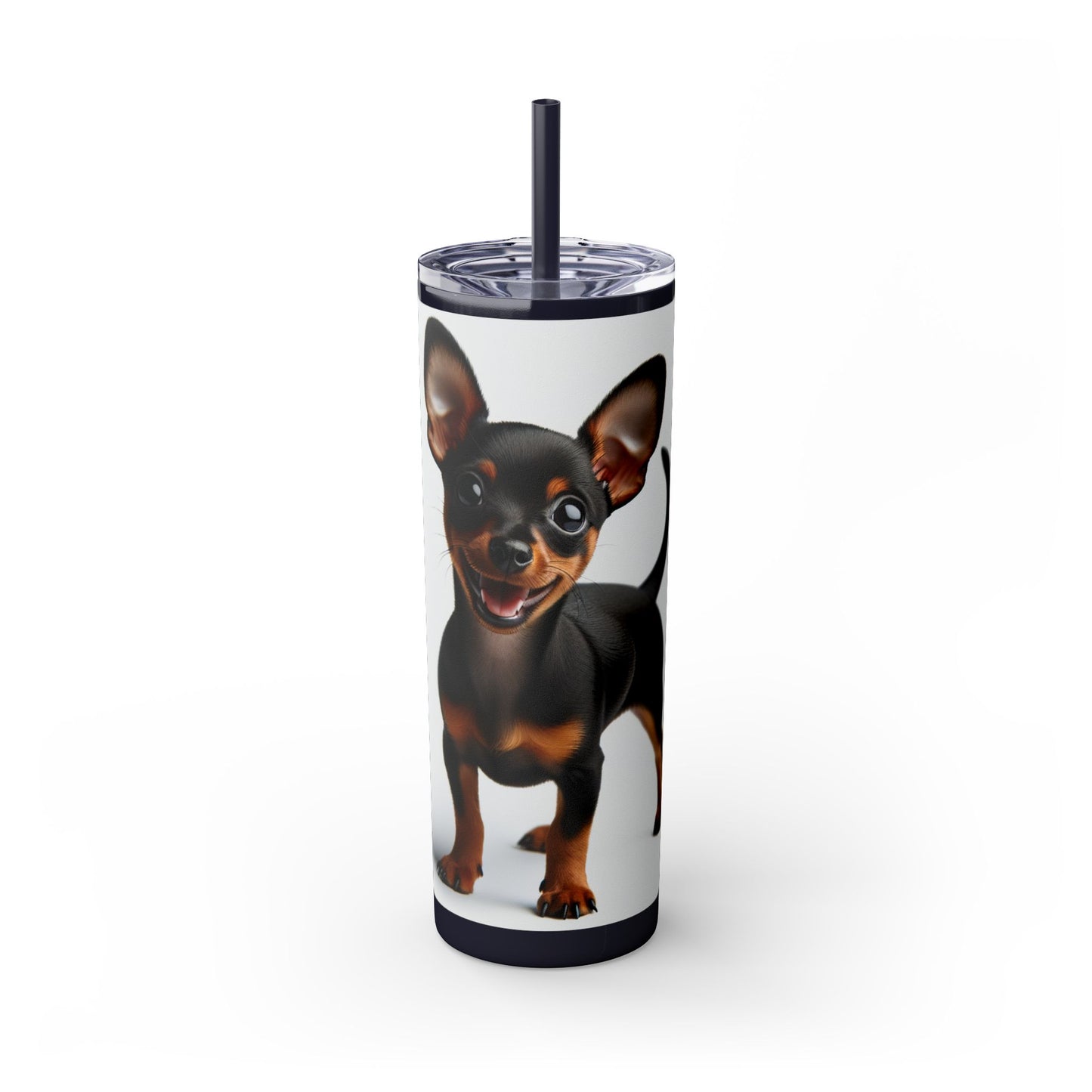 Miniature Pinscher Skinny Tumbler with Straw, 20oz