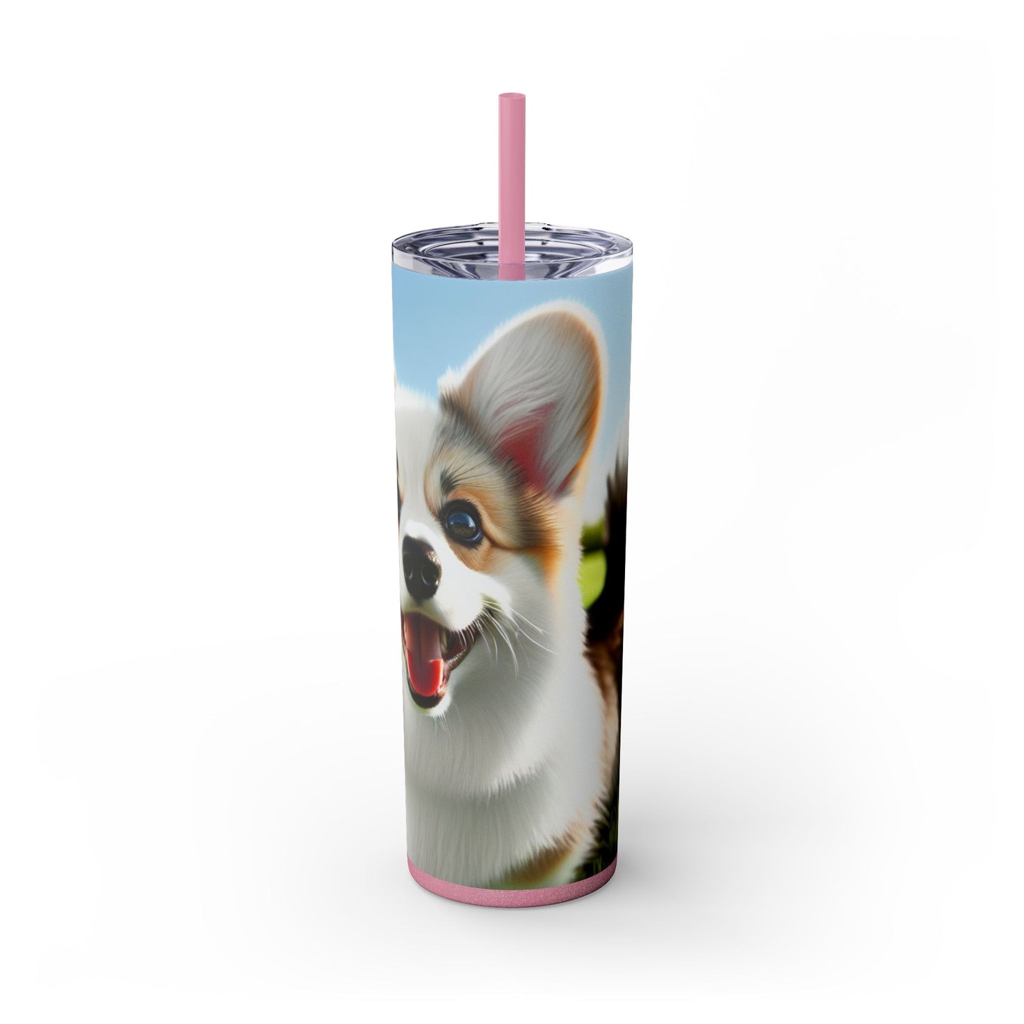 Welsh Corgi Cardigan Skinny Tumbler with Straw, 20oz